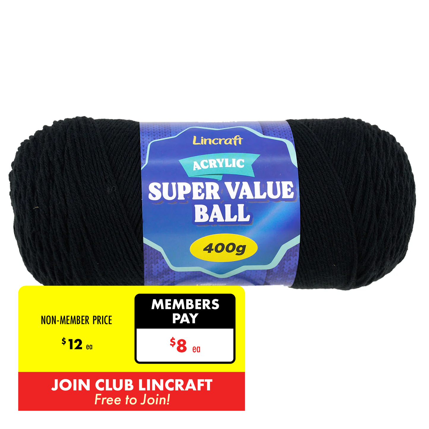 Acrylic Super Value Ball Crochet & Knitting Yarn, 400g Acrylic Yarn