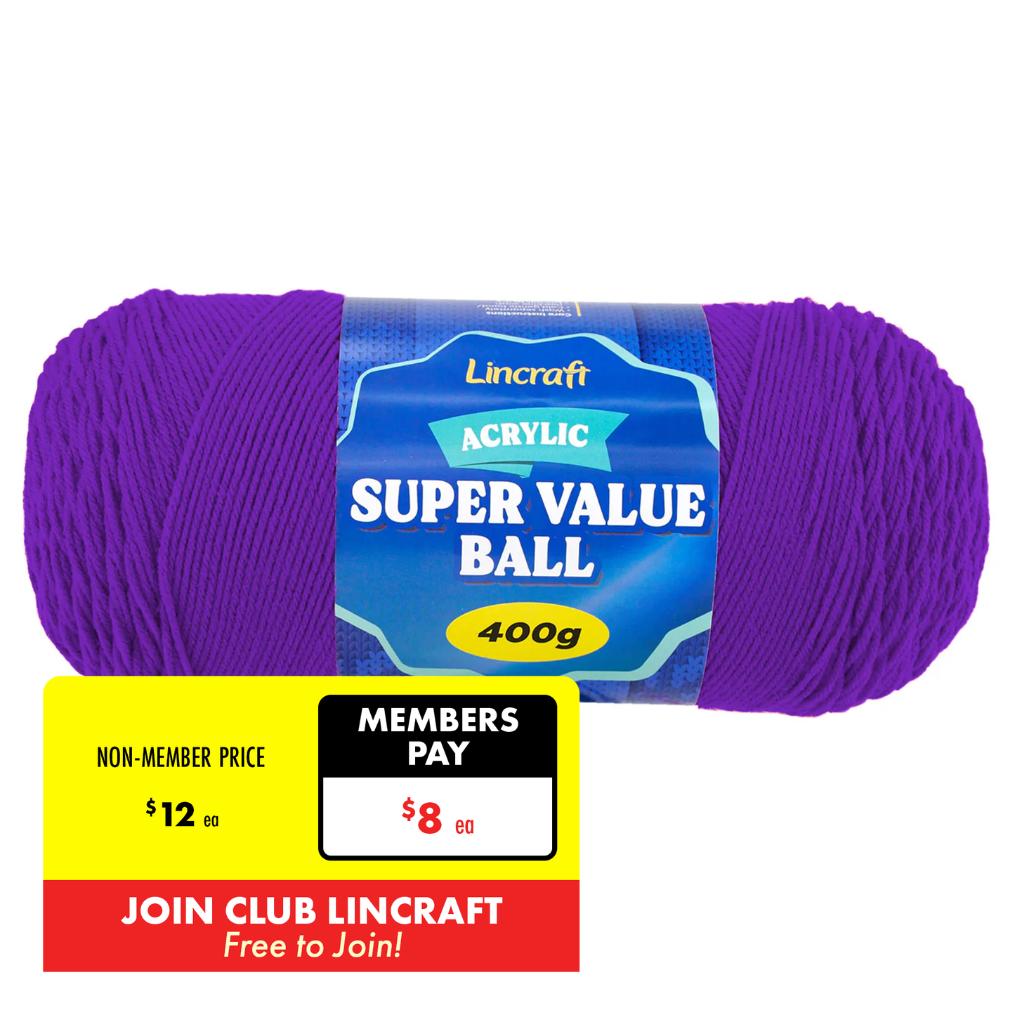 Acrylic Super Value Ball Crochet & Knitting Yarn, 400g Acrylic Yarn