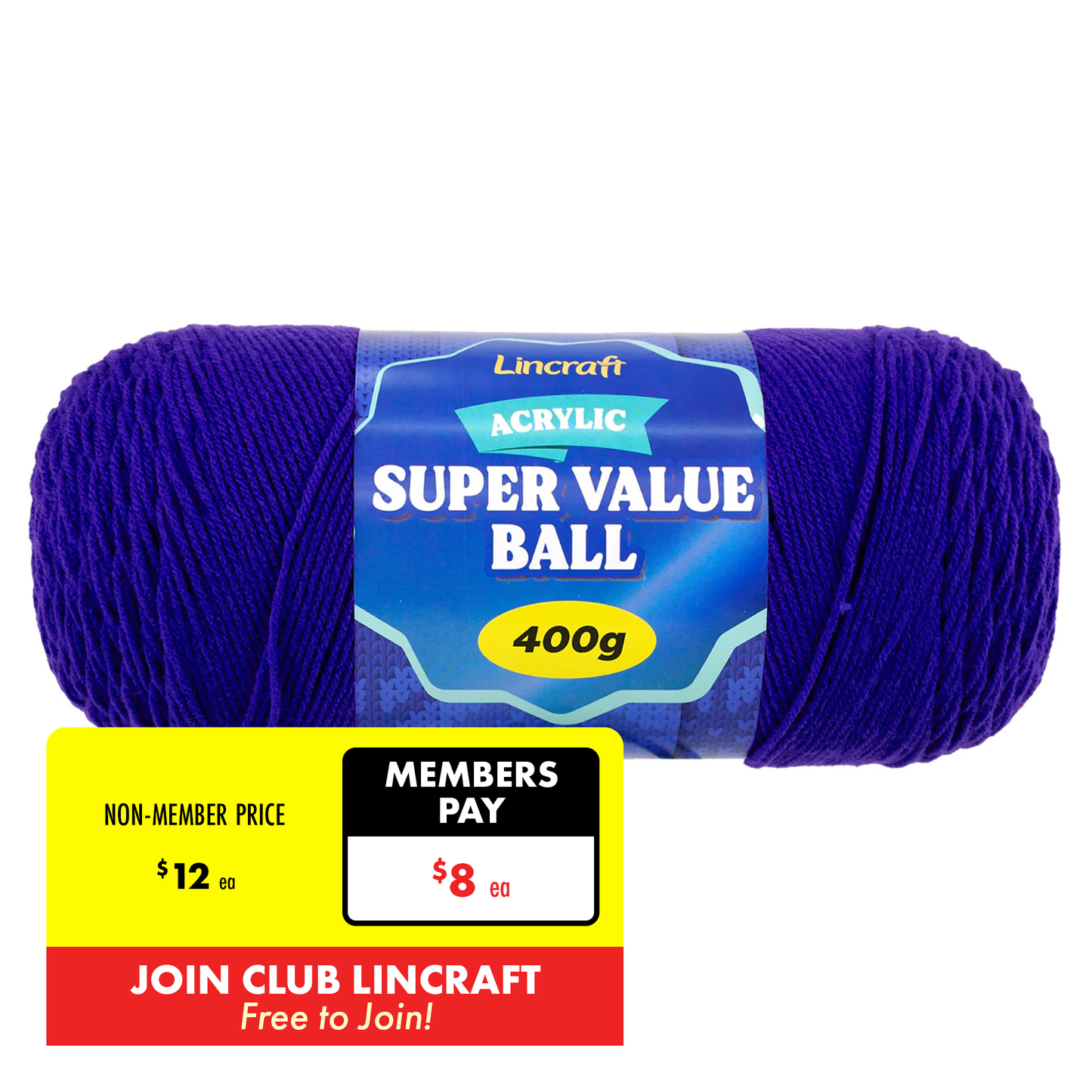 Acrylic Super Value Ball Crochet & Knitting Yarn, 400g Acrylic Yarn