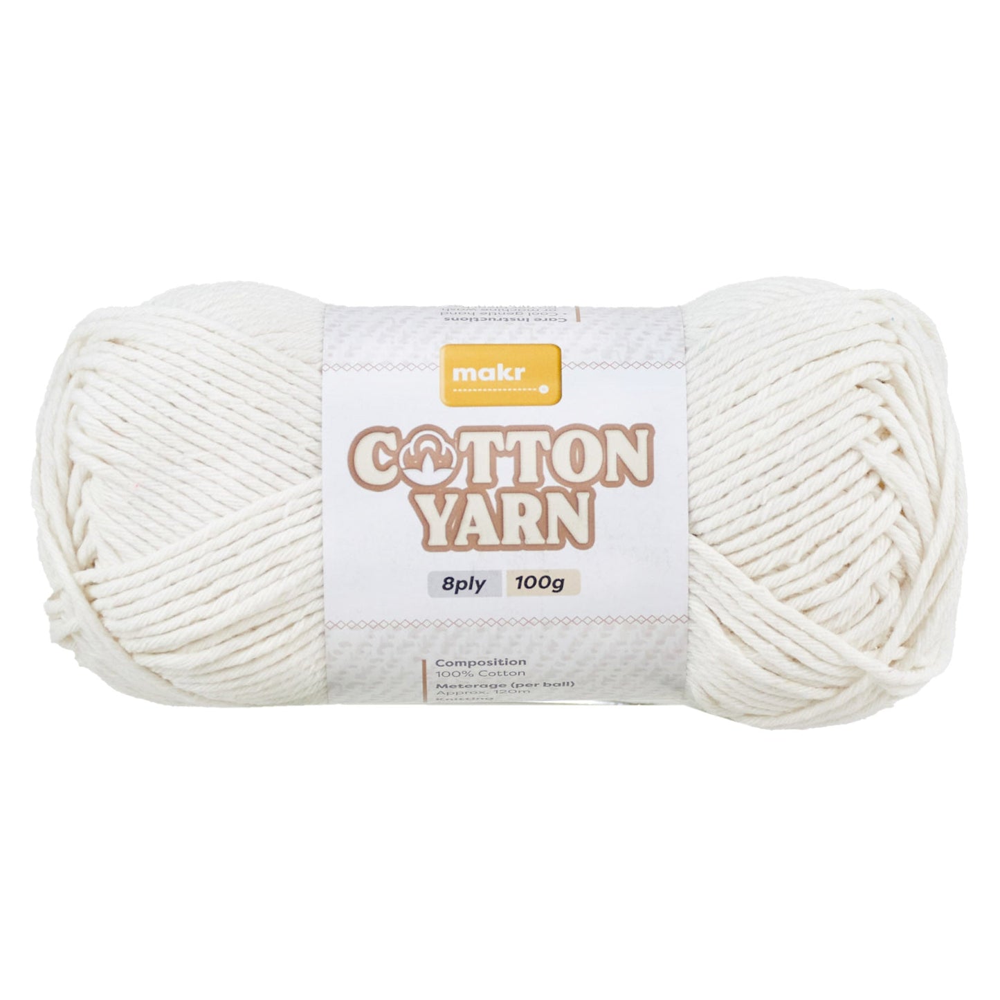 Makr Cotton Crochet & Knitting Yarn 8Ply, 100g Cotton Yarn
