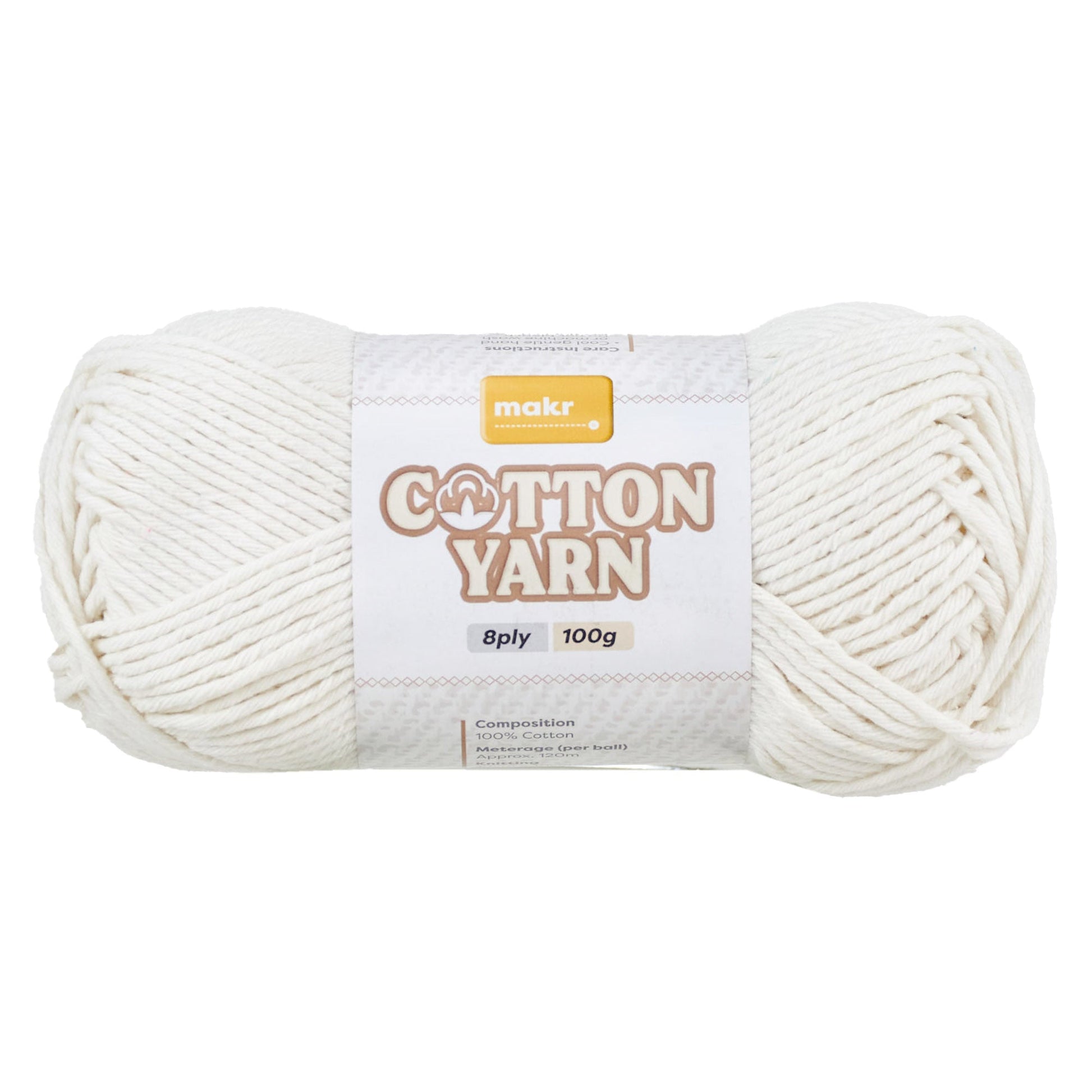 Makr Cotton Crochet & Knitting Yarn 8Ply, 100g Cotton Yarn