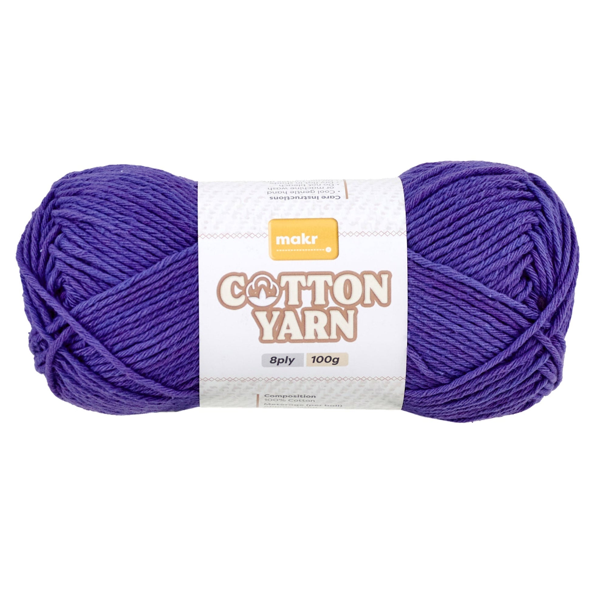 Makr Cotton Crochet & Knitting Yarn 8Ply, 100g Cotton Yarn
