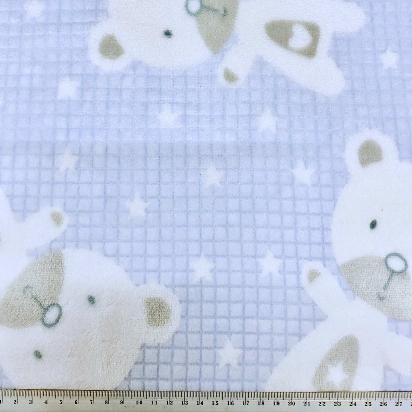 Printed Coral Fleece Fabric, Sky Blue Teddy - 155cm