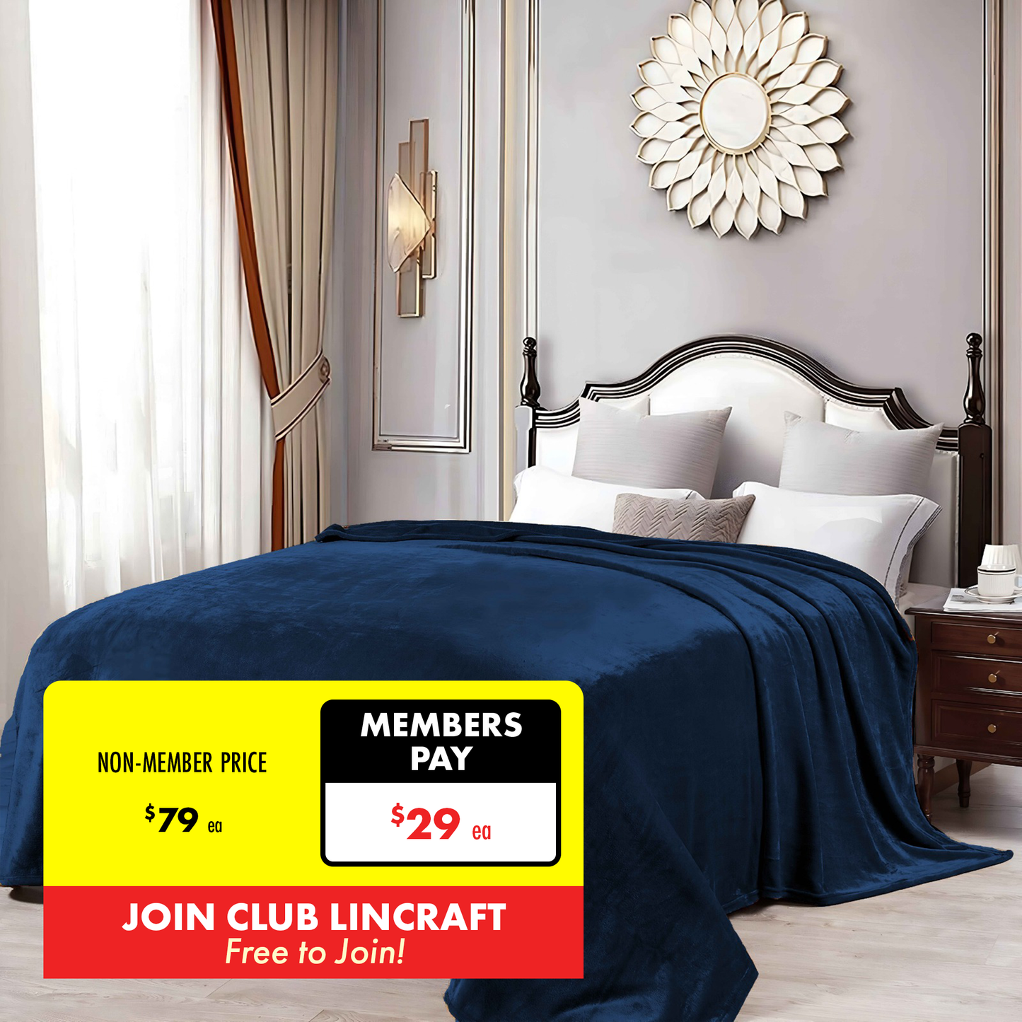 Formr Luxury Mink Blanket, Navy- 2.1m x 2.3m