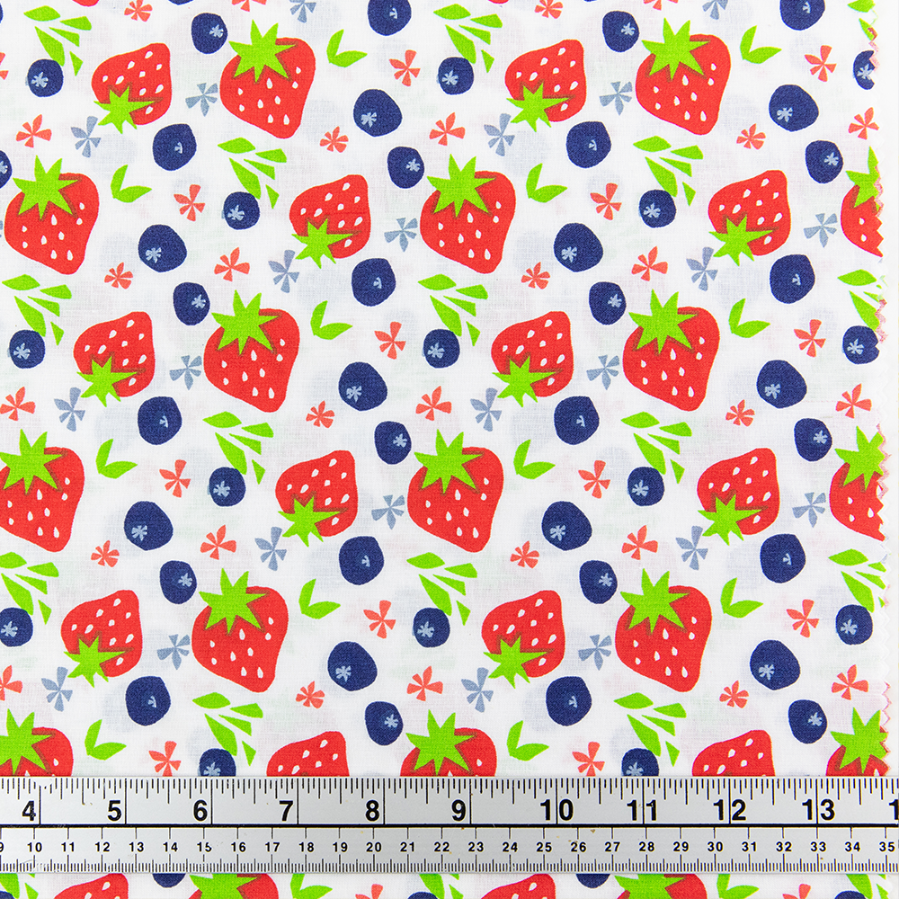 Print Craft & Quilting Fabric, Strawberries And Blueberries- Width 112cm