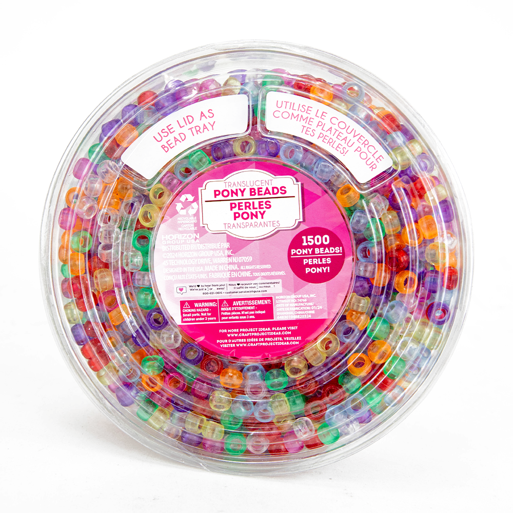 Translucent Pony Bead Set - 1500Pcs
