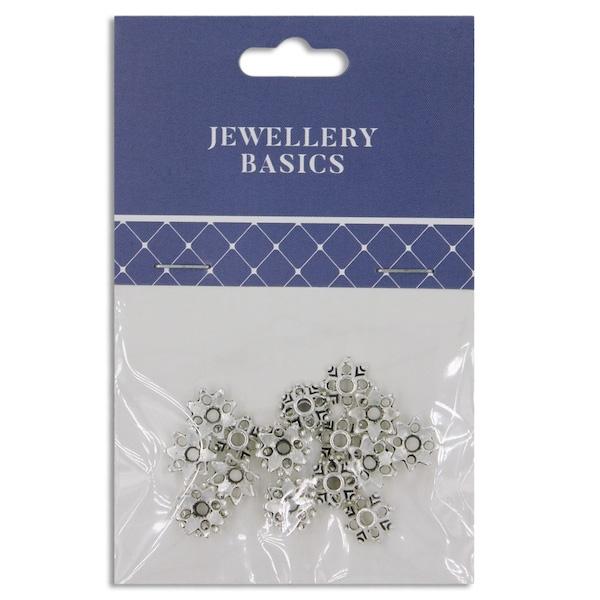 8mm Star Flower Bead Cap, Silver- 20pc- Sullivans