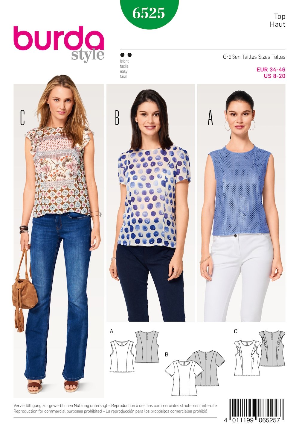 Burda Pattern 6525 Misses' Blouse (8-20)