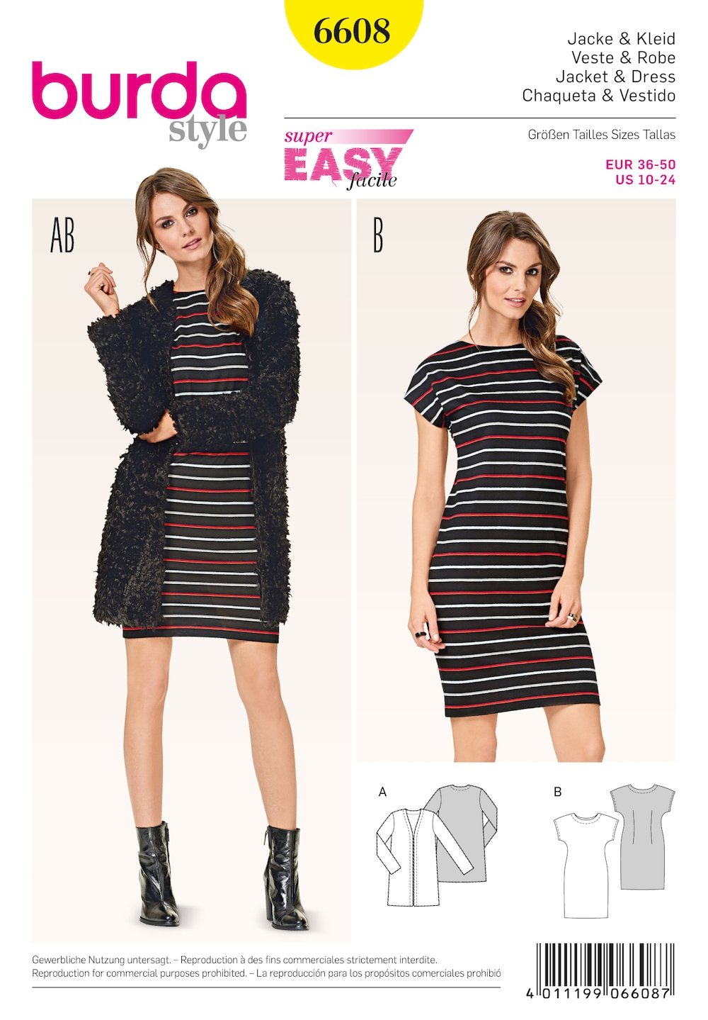Burda Pattern 6608 Jacket and Dress (10-24)