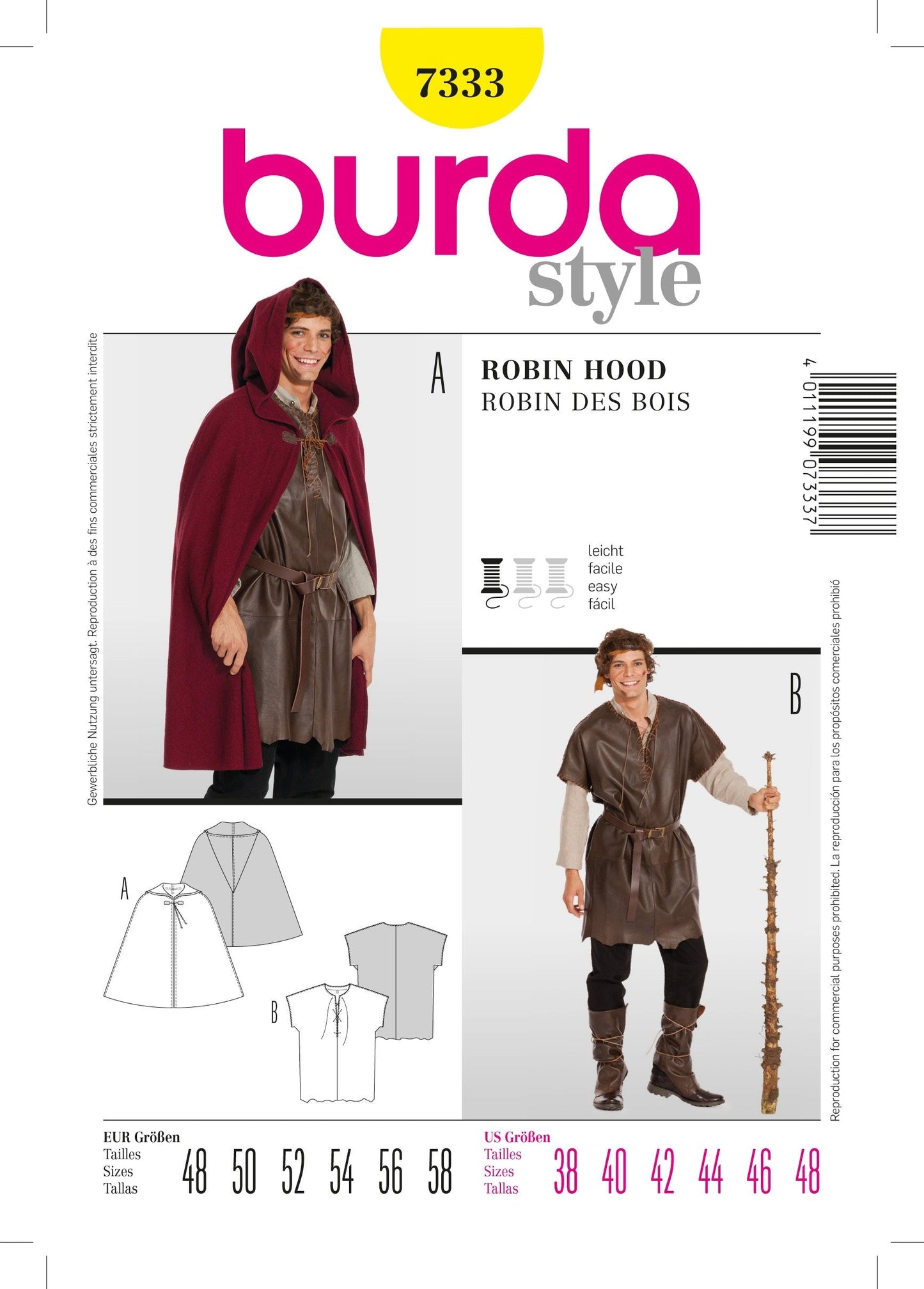 Burda Pattern 7333 Robin Hood Costume