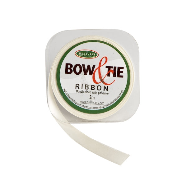 Satin Ribbon, White- 12mm x 5m