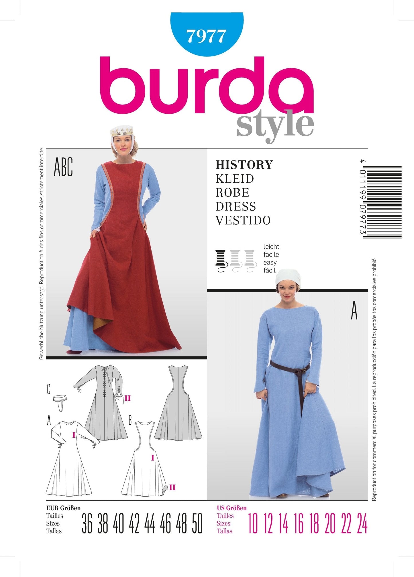 Burda Pattern 7977 History Dress (10-24)