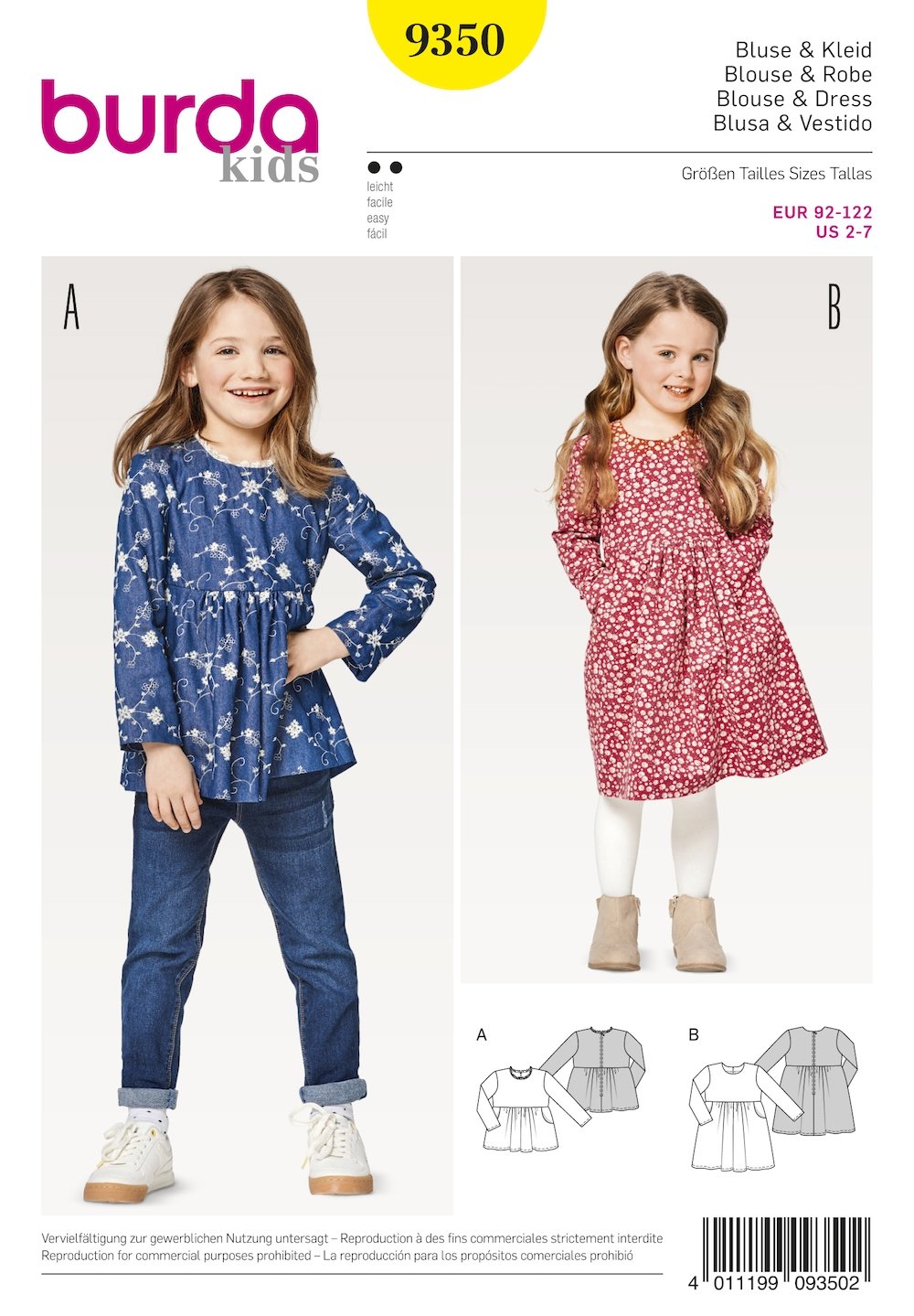 Burda Pattern 9350 Child's Dresses (2-7)