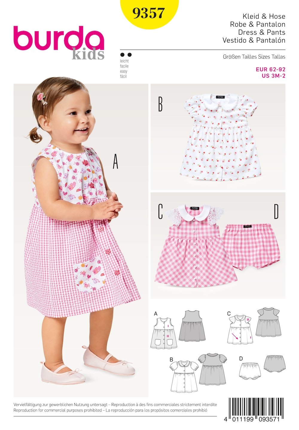Burda Pattern 9357 Baby Collar Dress and Panties (3M-2M)