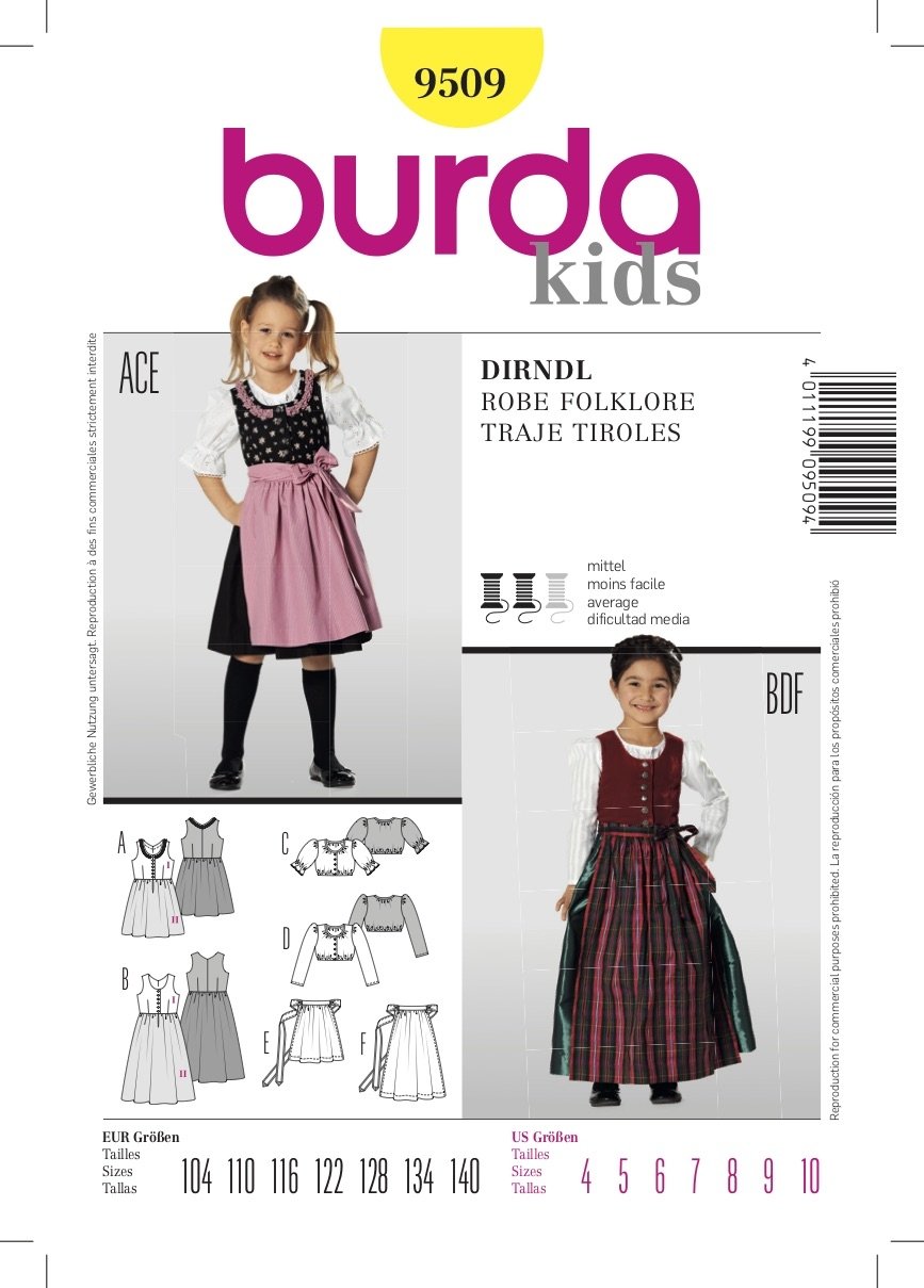 Burda Pattern 9509 Dirndl Dress (4-10)