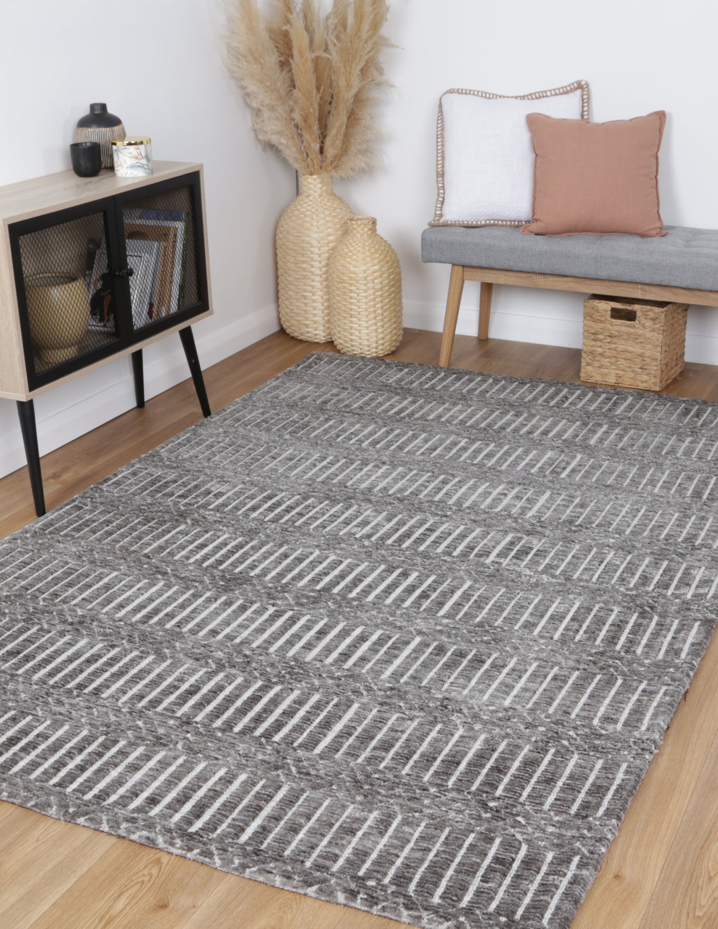Ambarsar Attari Grey Cotton Blend Rug