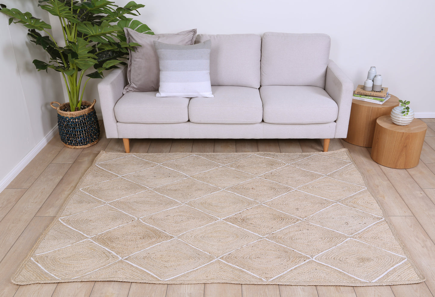 Wright Diamond Denim and White Rug