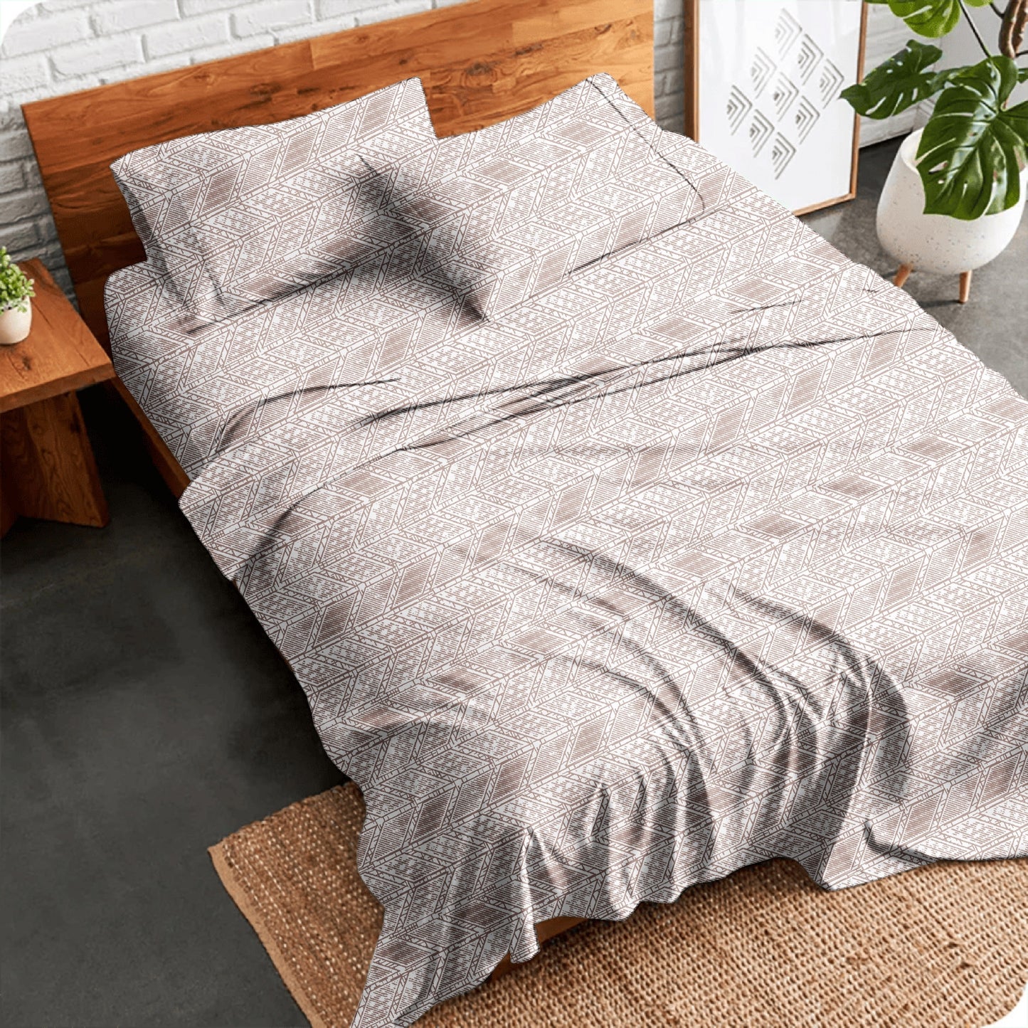 Alaria Printed Cotton Sheet Set, Arrow- Single Bed