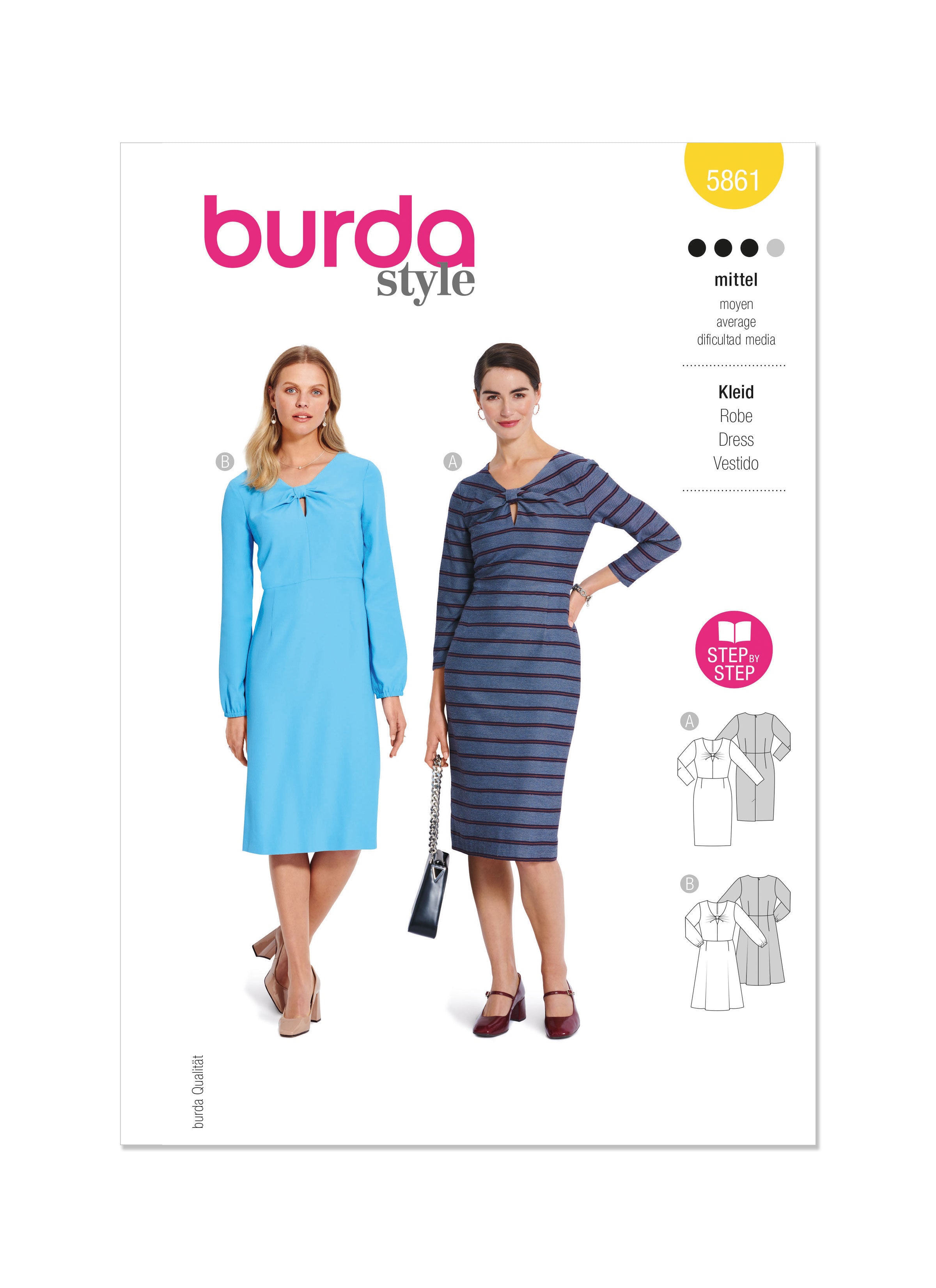 Burda 6496 Misses' High Waist Dress