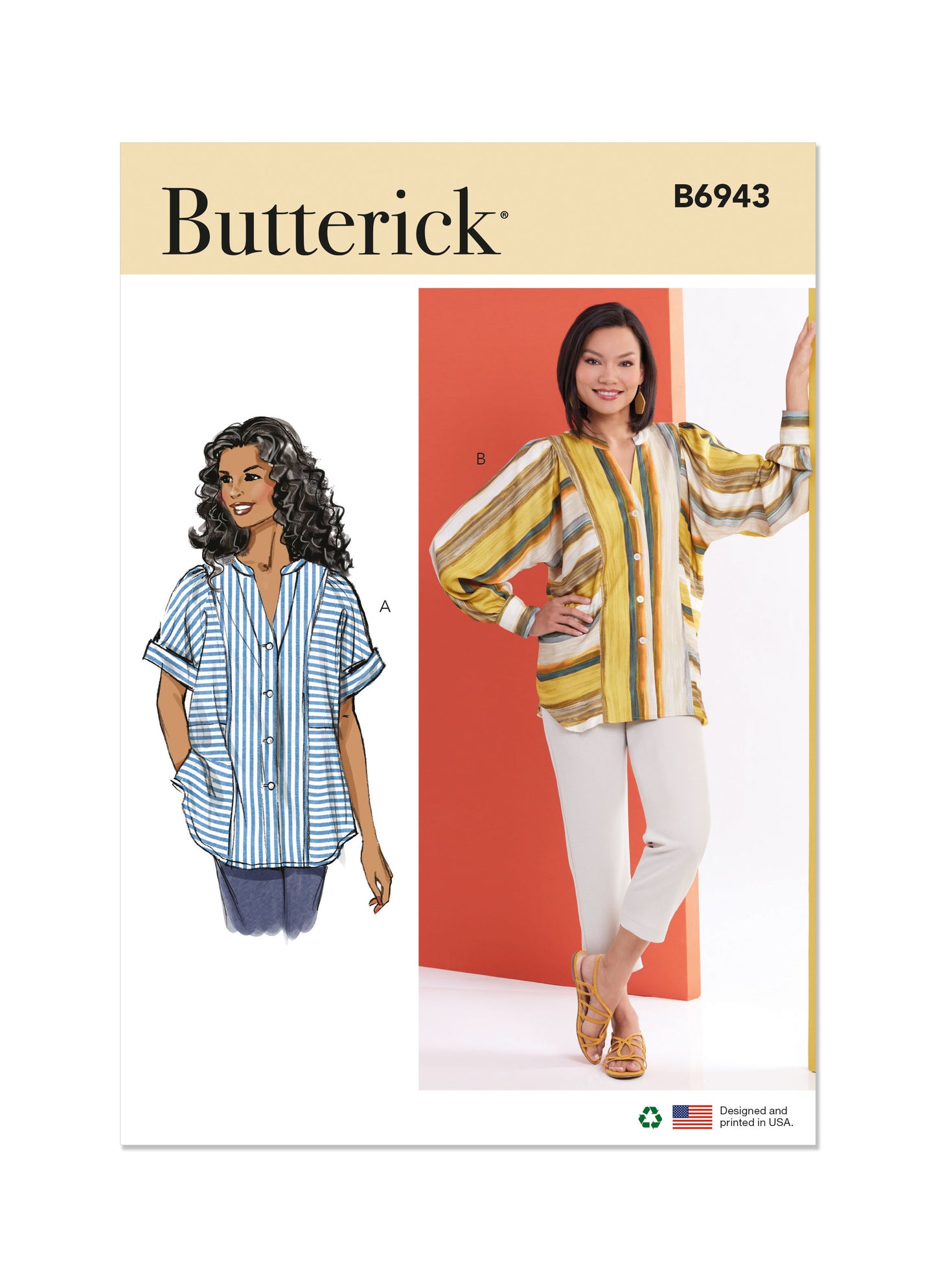 Butterick Pattern B6943 Misses' Top with Short or Long Sleeves