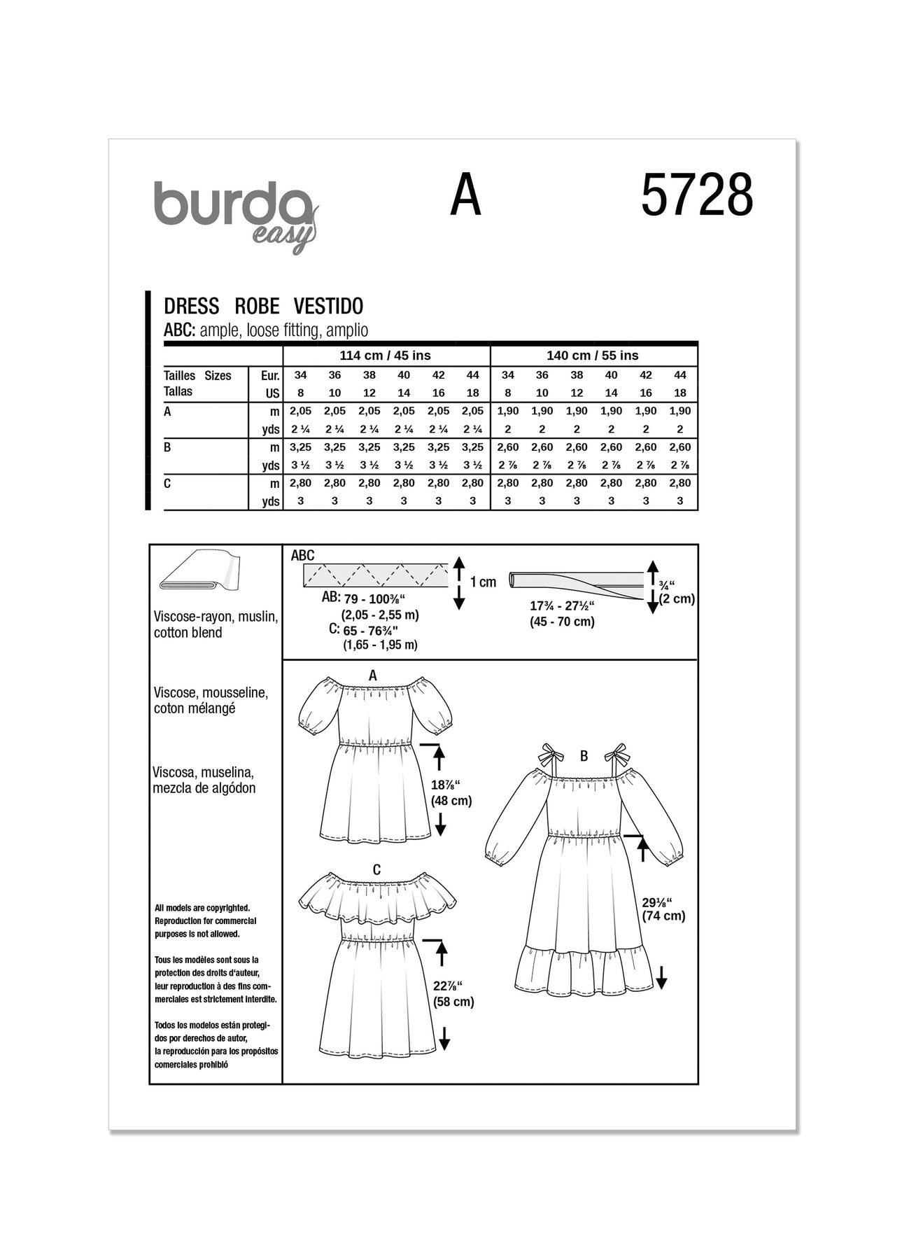Burda Pattern 5728 Misses' Dress