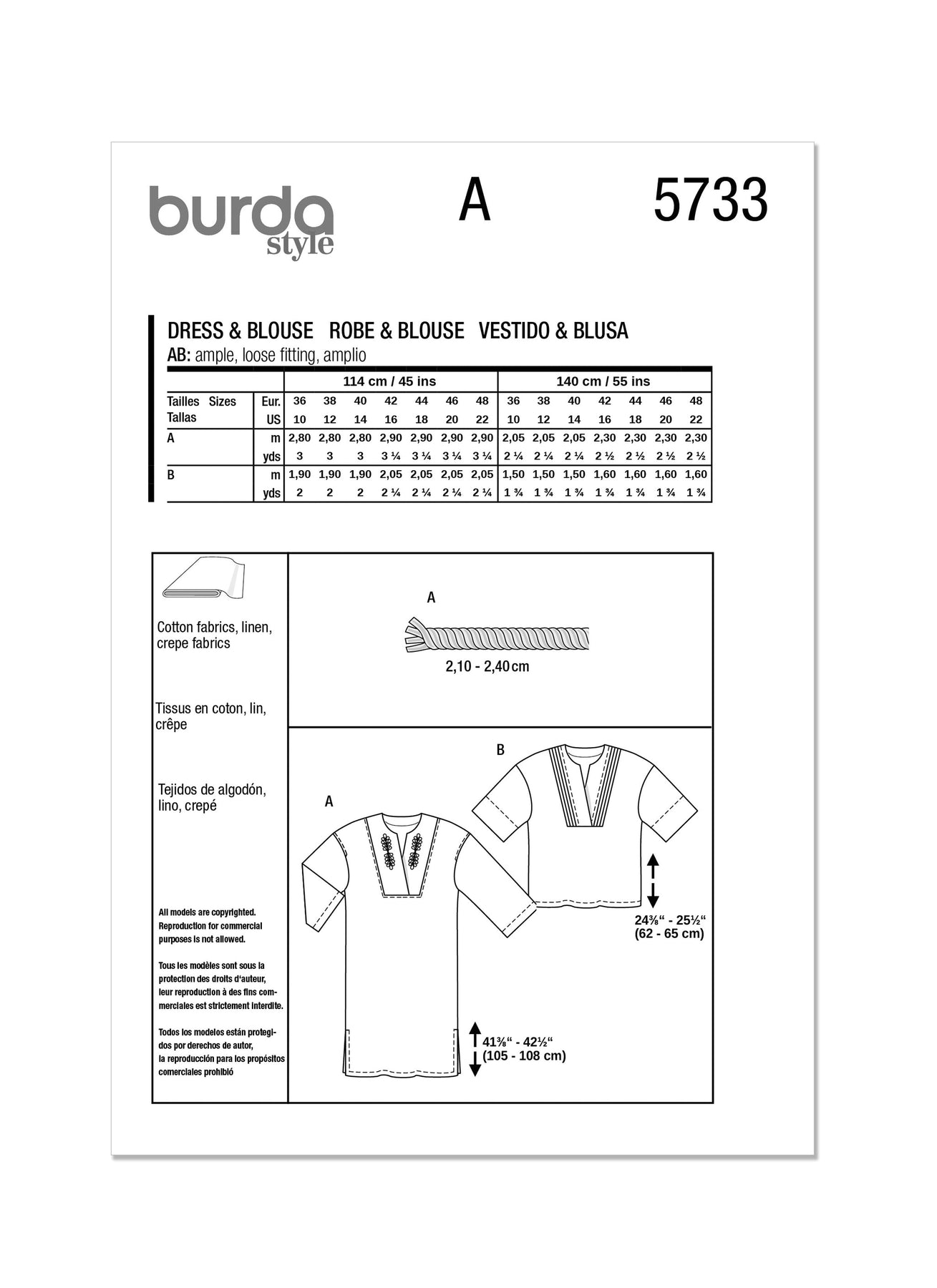 Burda Pattern 5733 Misses' Dress & Blouse