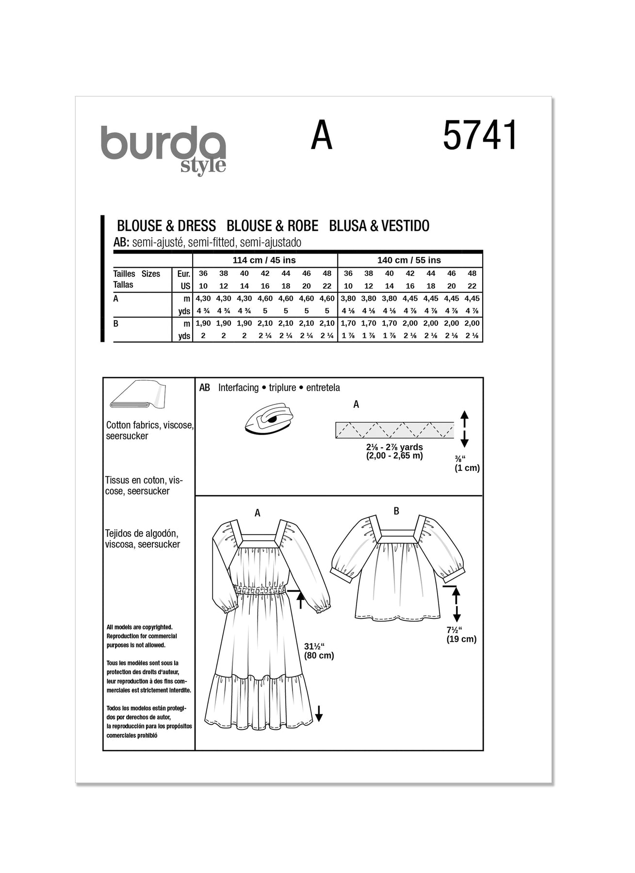 Burda Pattern 5741 Misses' Blouse & Dress