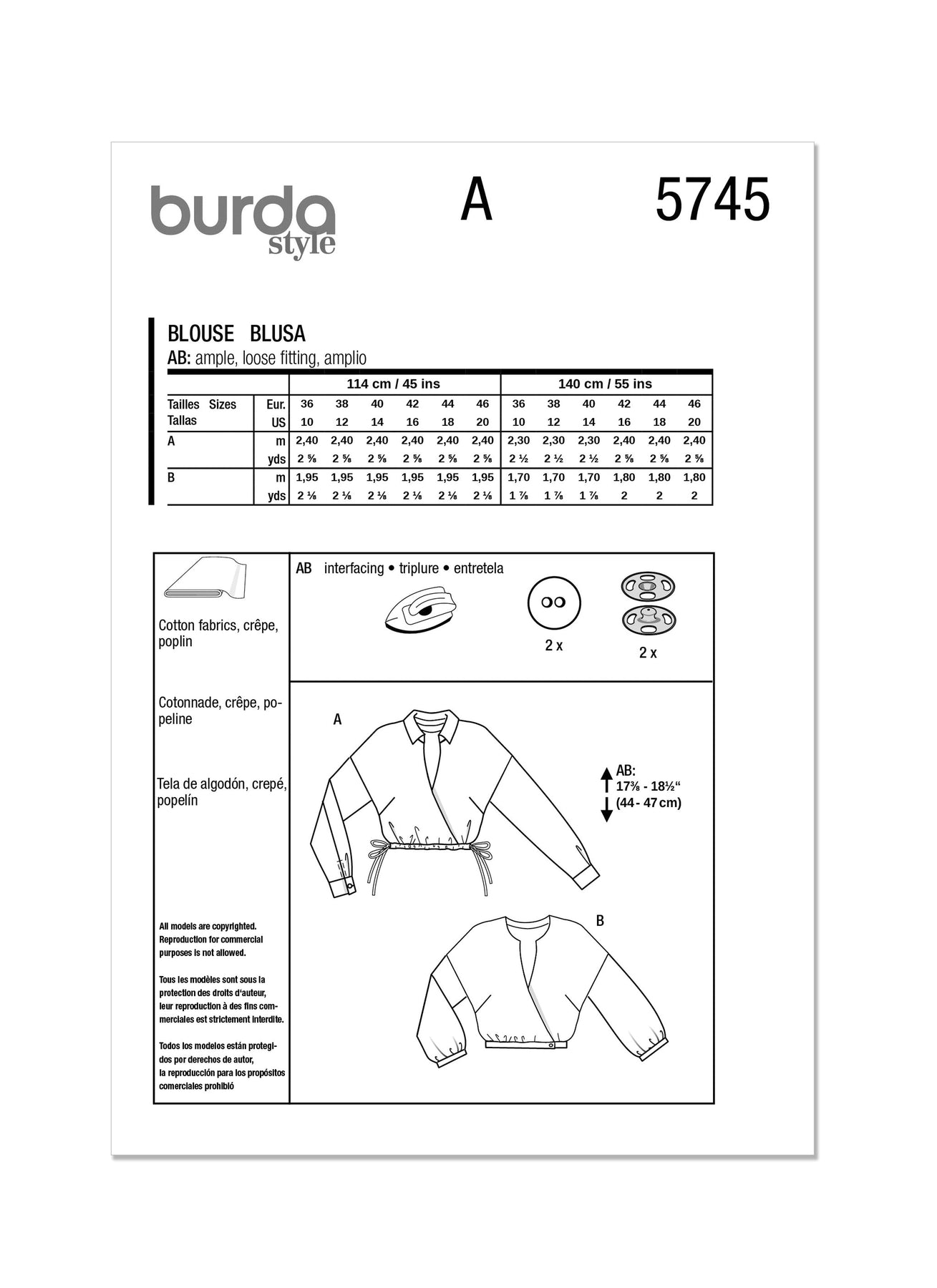 Burda Pattern 5745 Misses' Blouse