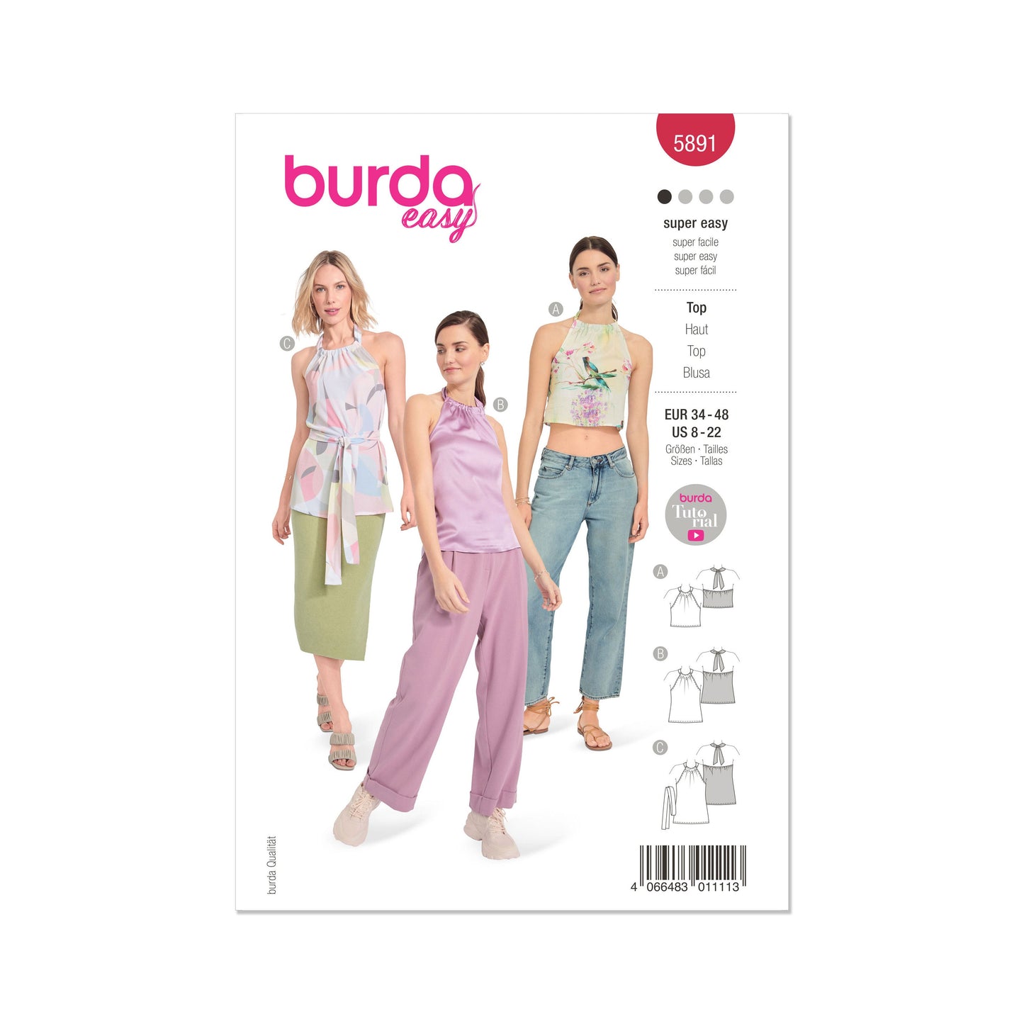 Burda Pattern 5891 Misses' Top/Vest