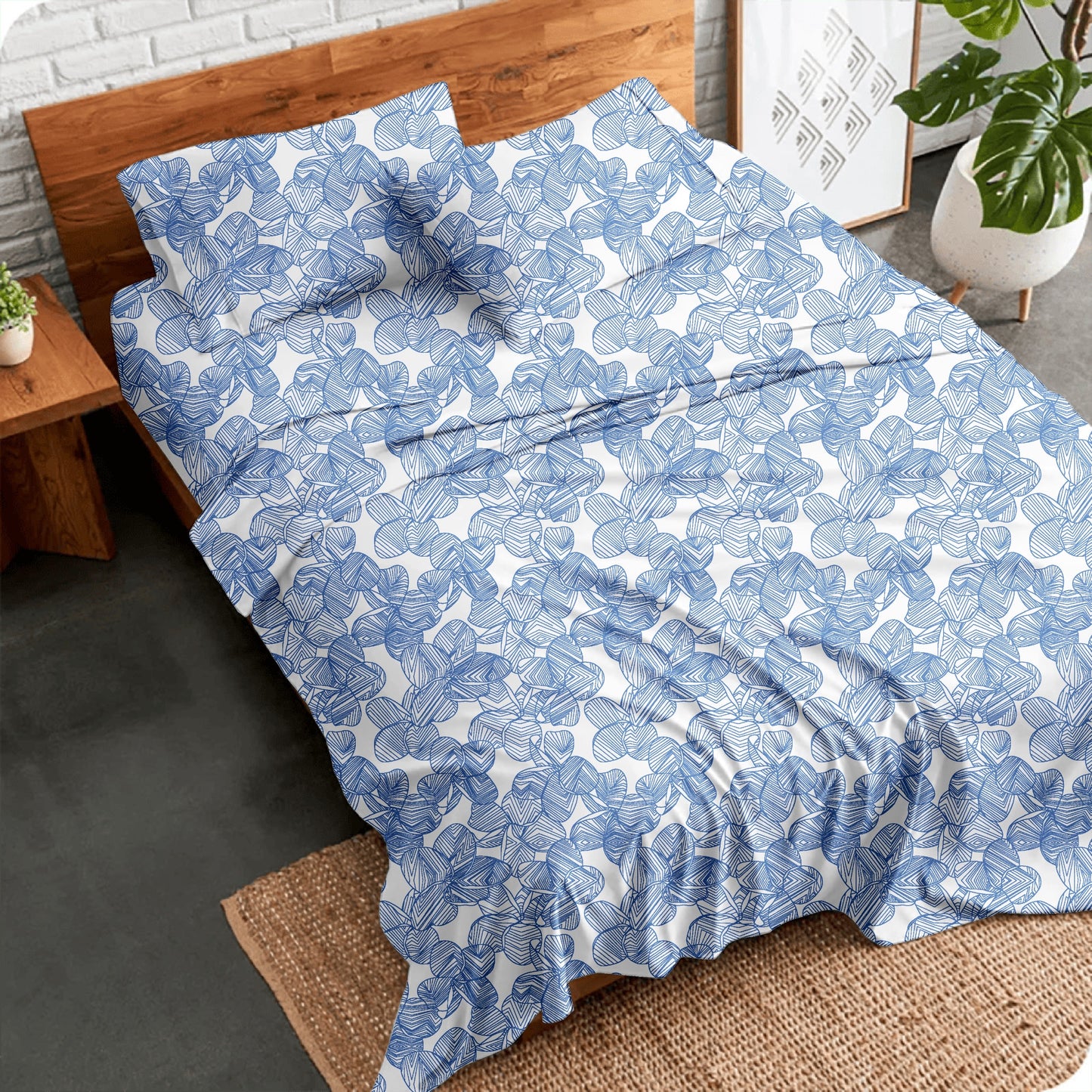 Alaria Printed Cotton Sheet Set, Bloom- Single Bed
