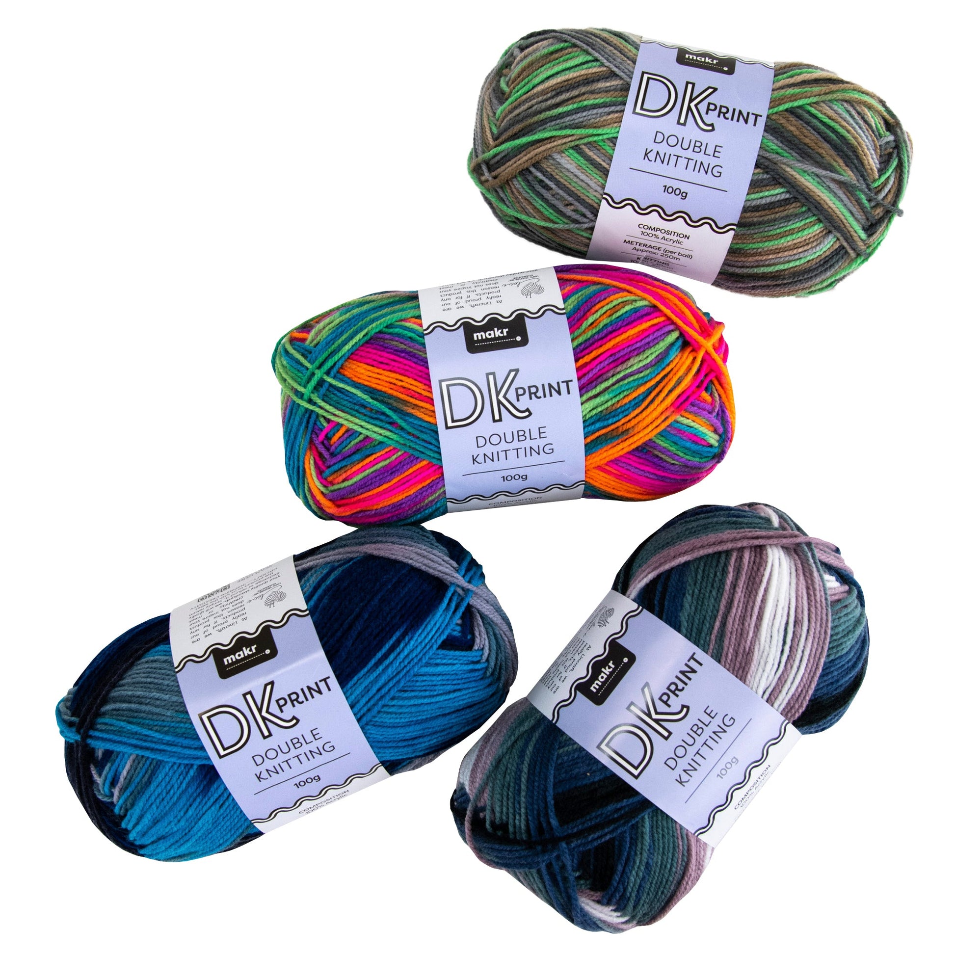 Makr Dk Print Crochet & Knitting Yarn, 100g