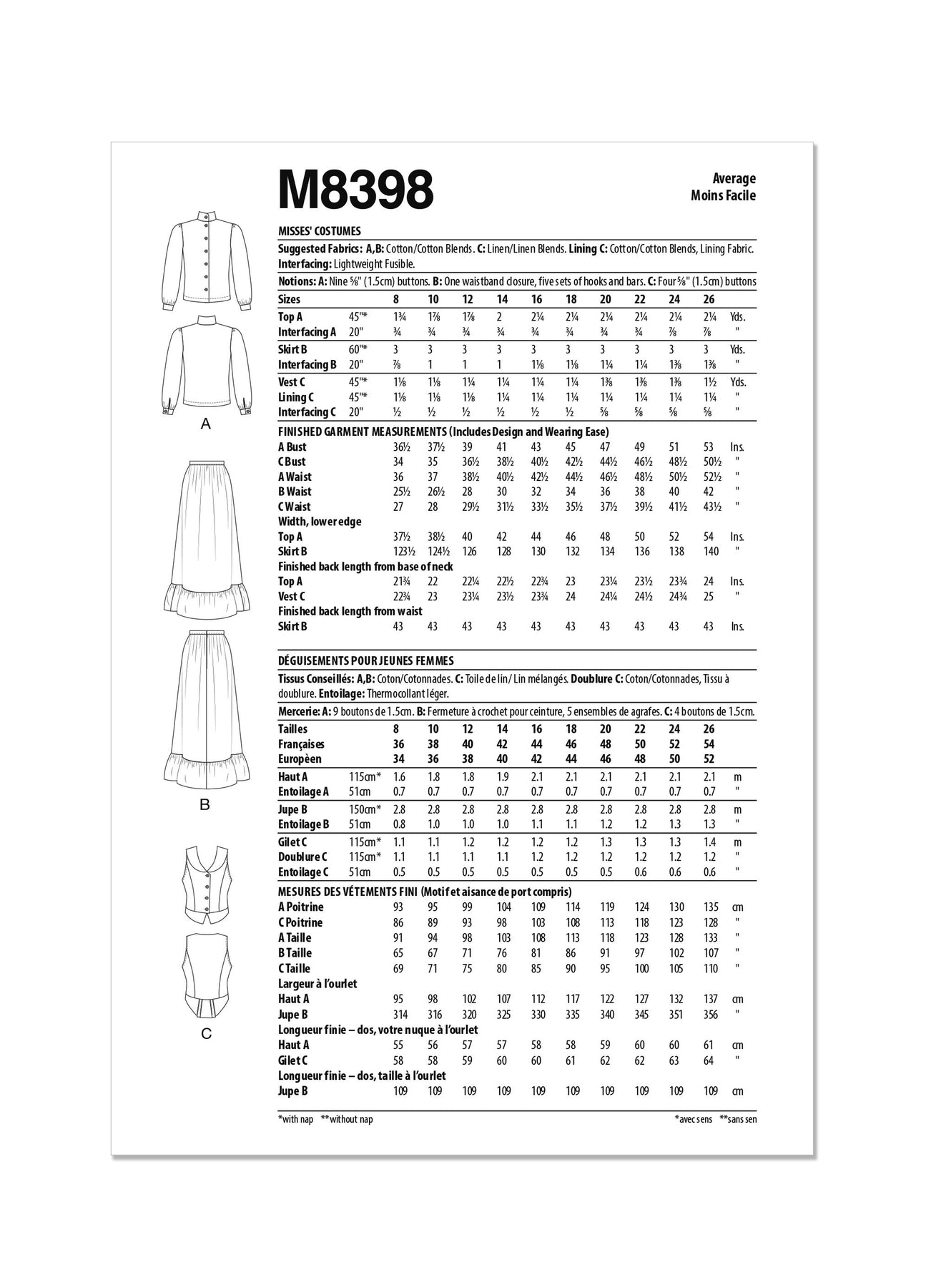 McCall’s M8398 Misses' Costumes