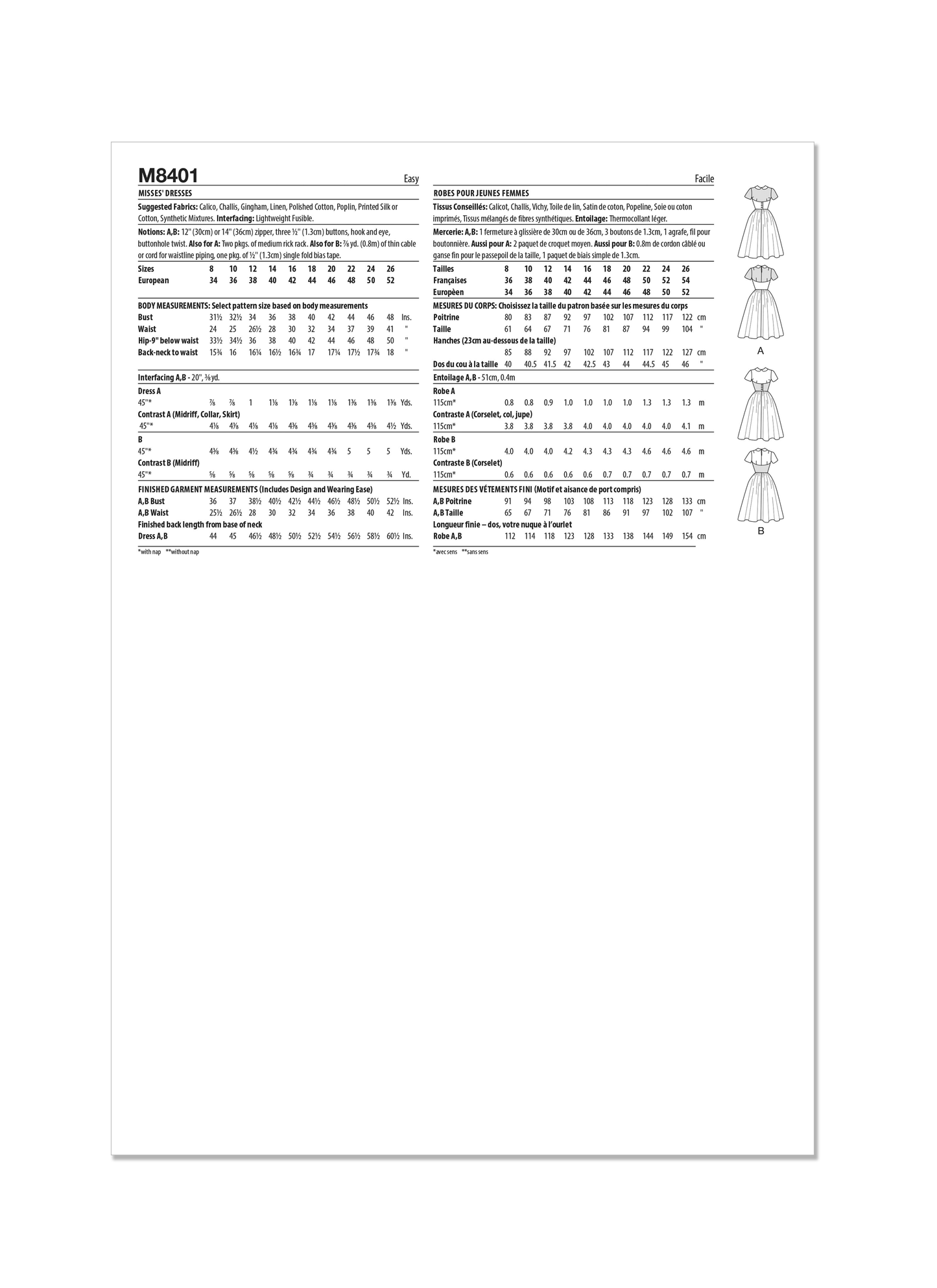 KnowMe Pattern M8401 Misses Dress