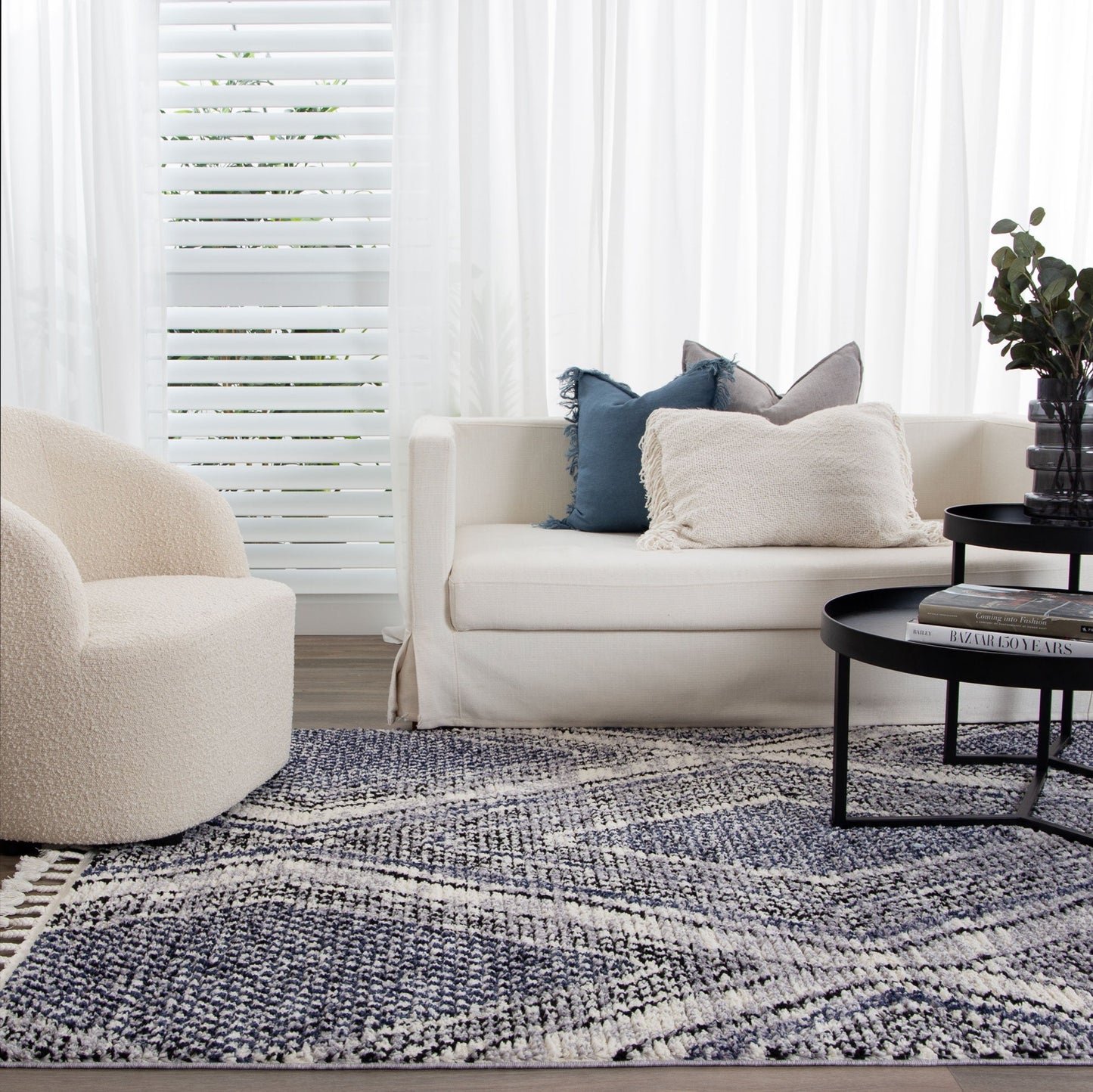 Mario Harlequin Blue Geometric Rug