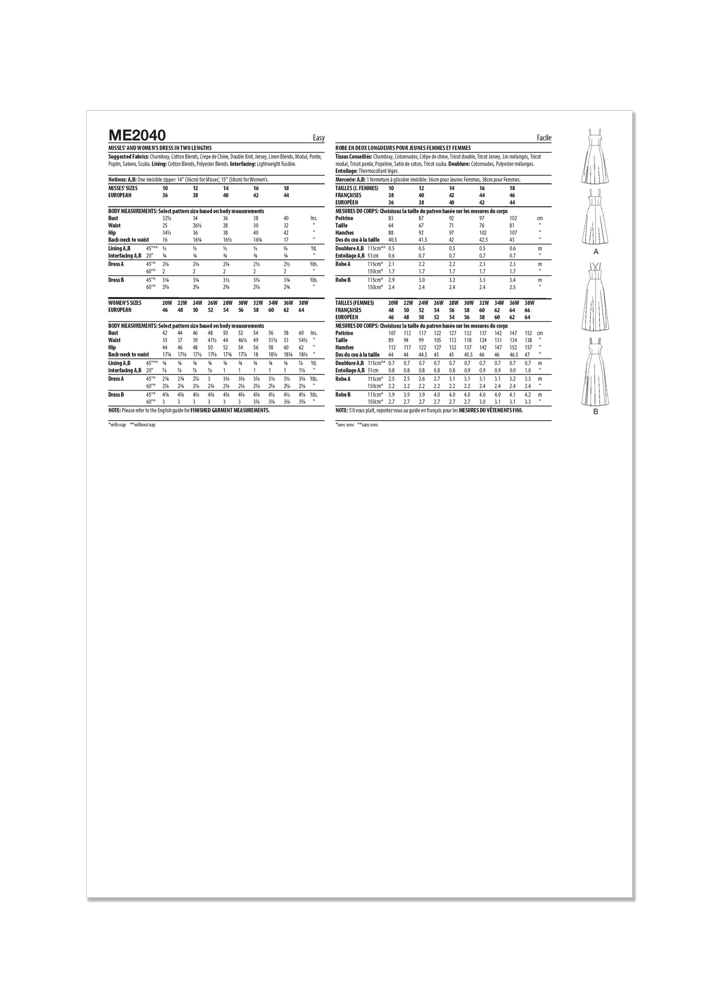 KnowMe Pattern Me2040 Misses' and Women's Dress in Two Lengths