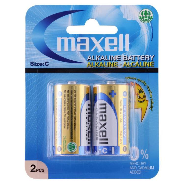 Maxell Premium Alkaline C Battery- 2pk