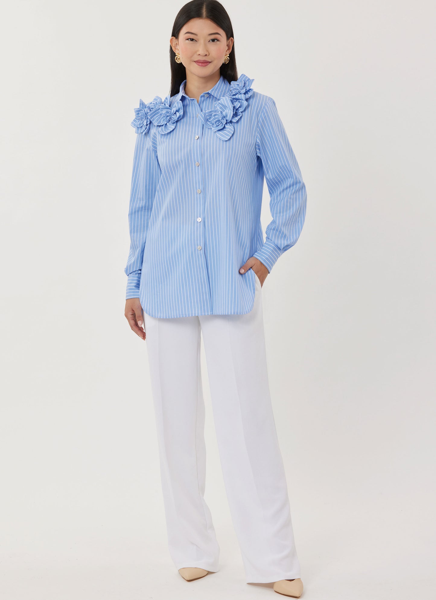 Simplicity Pattern S3101 Misses' Shirt with Detachable 3D Flowers