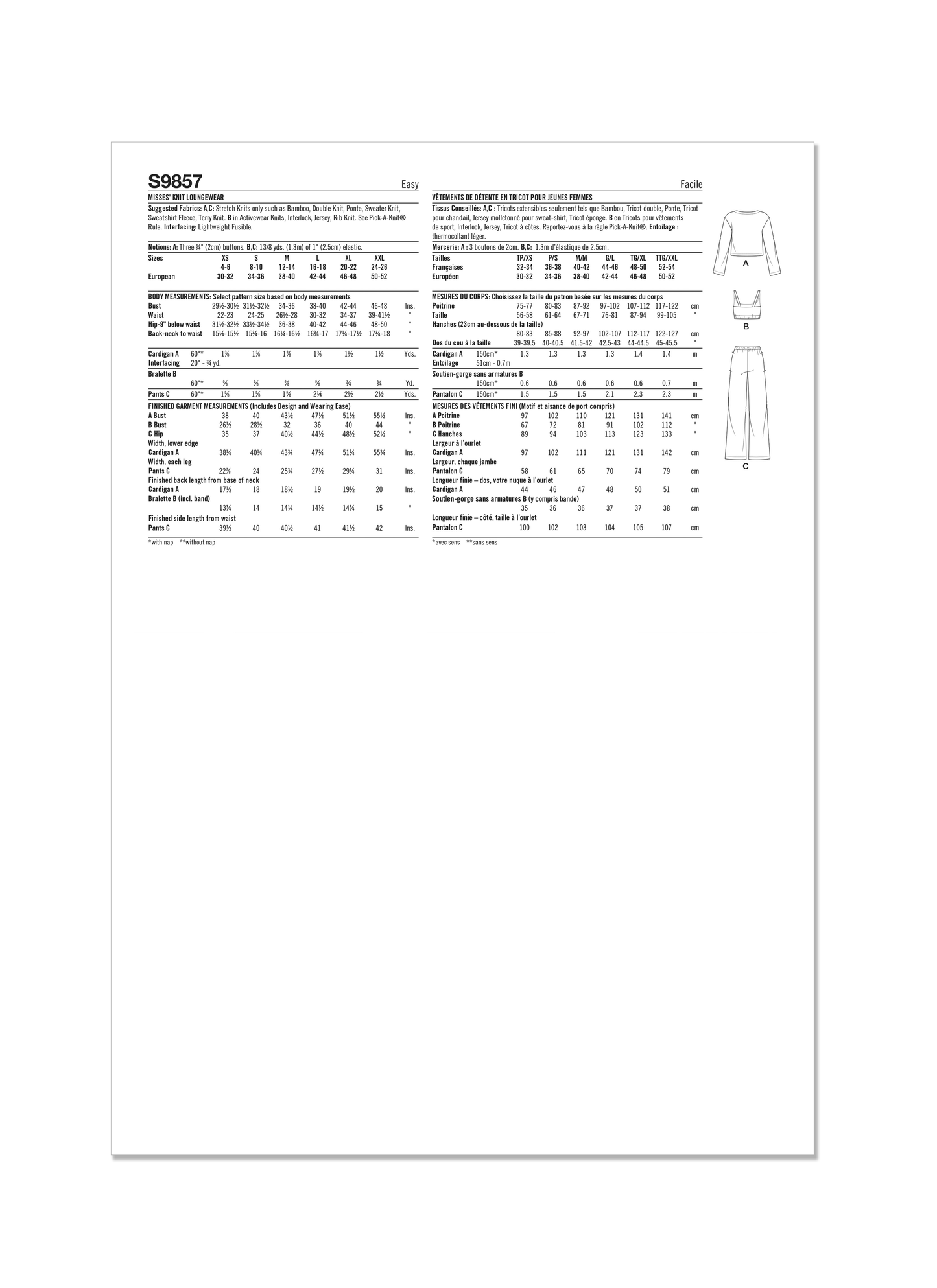Simplicity Pattern 9857 Misses' Sleepwear