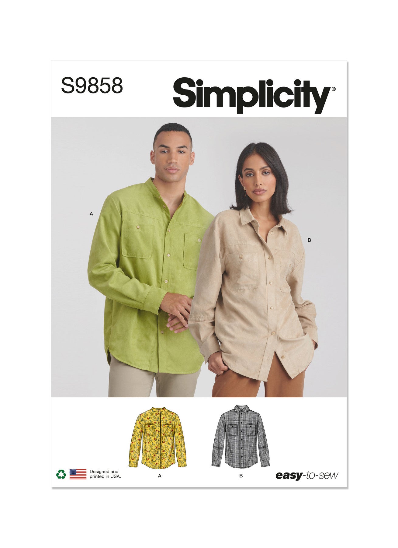 Simplicity Pattern 9858 Unisex Shirts