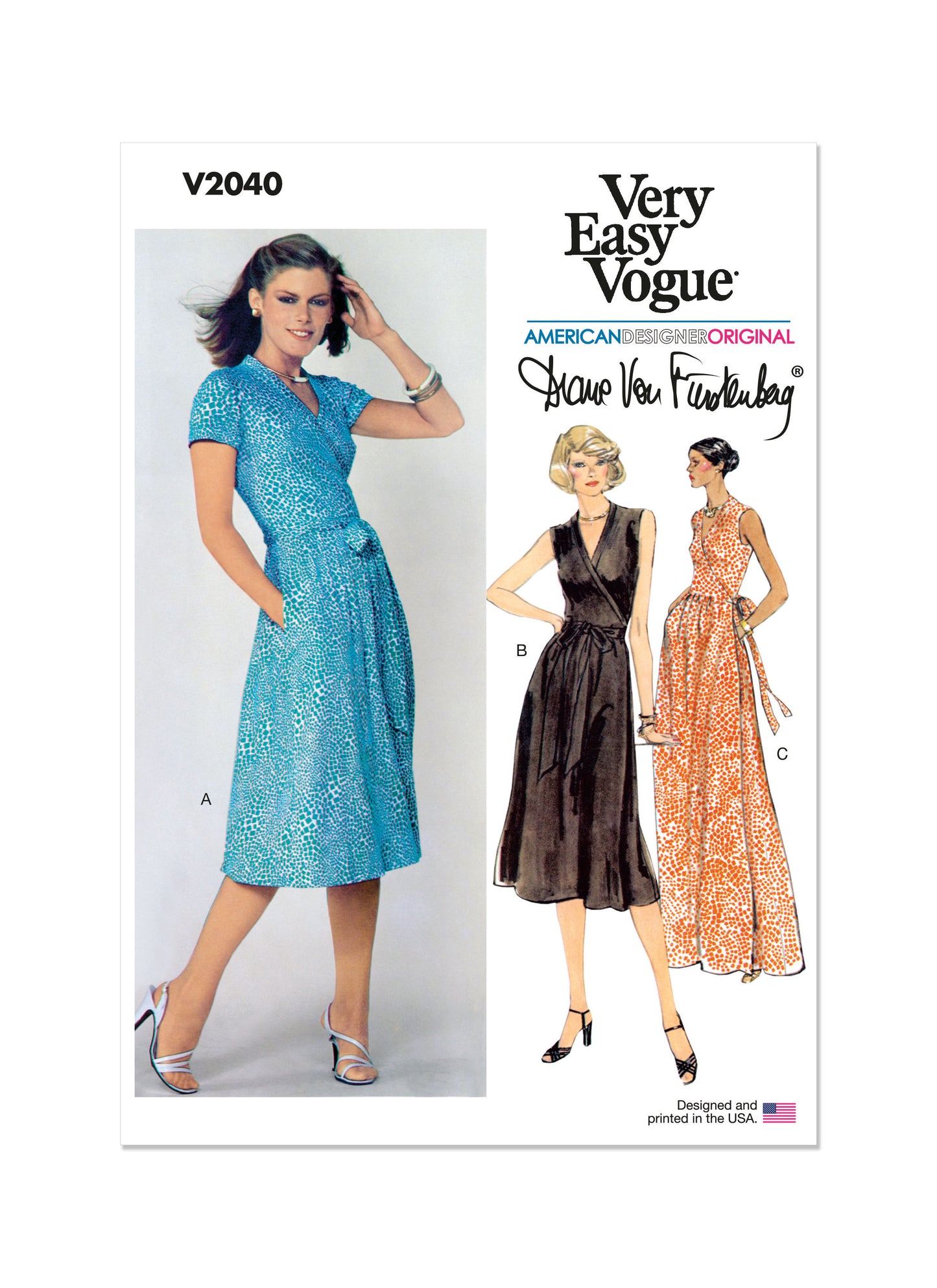 Vogue Pattern V2040 Misses' Front Wrap Dresses