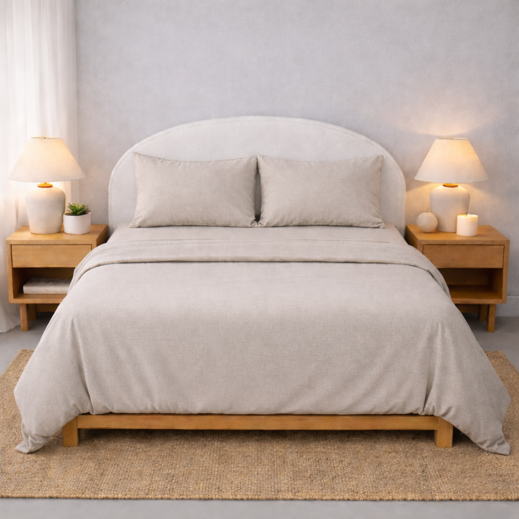 Athena Microfibre Bed Sheet Set - Queen | Beige| Super Soft & Easy Care