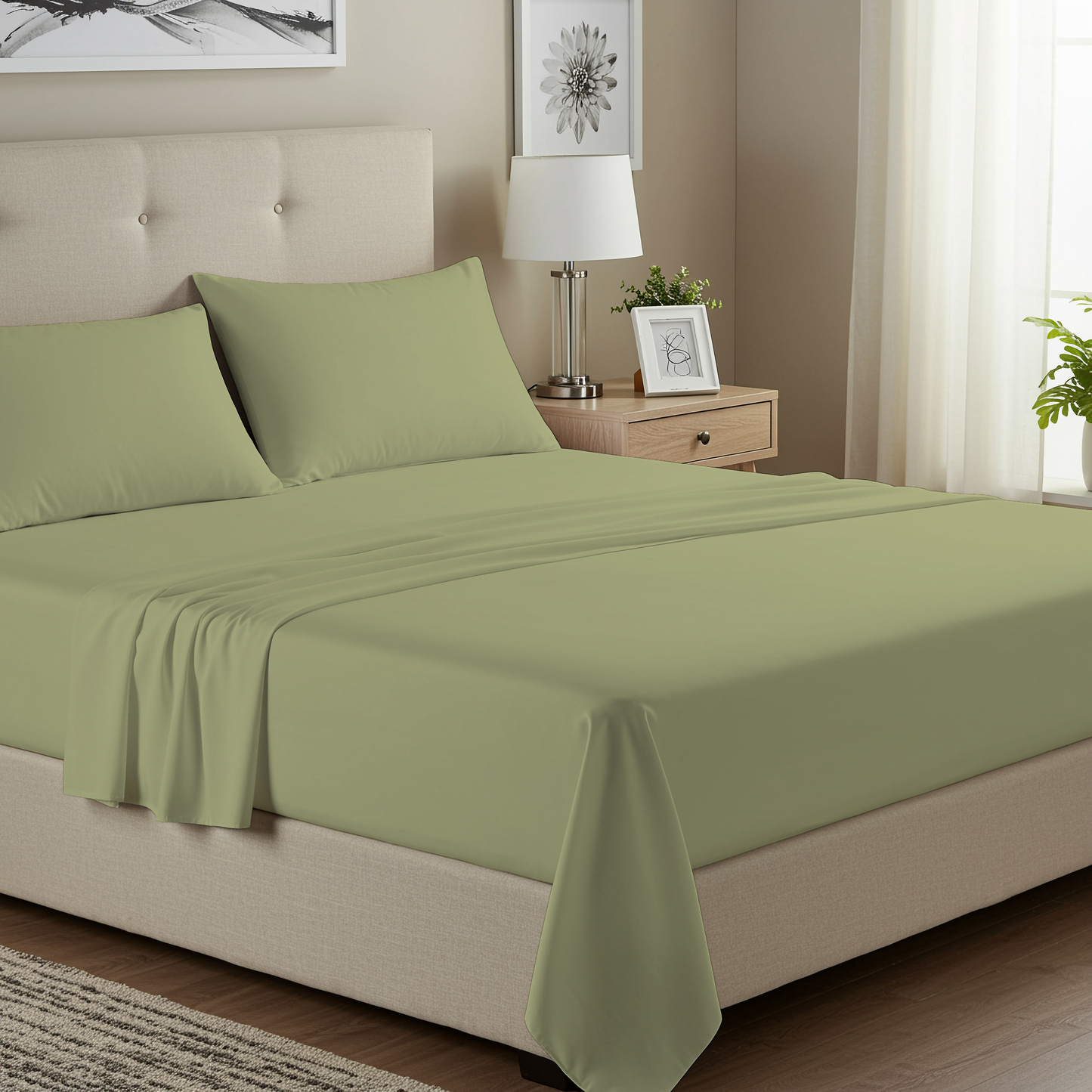 Formr Cotton Percale Sheet Set, Sage