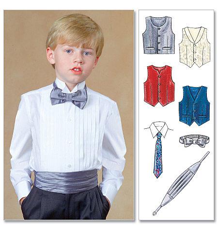 McCall's Pattern M7223 Children's/Boys' Lined Vests, Cummerbund, bow Tie and Necktie