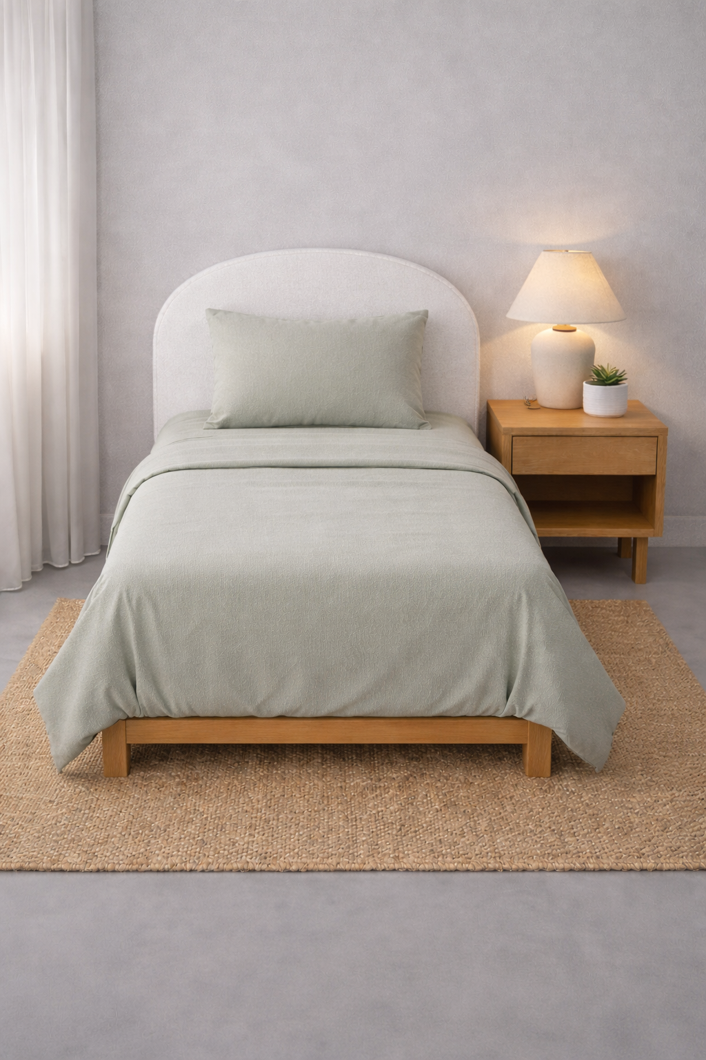 Athena Microfibre Bed Sheet Set - Single | Mist Green | Super Soft & Easy Care