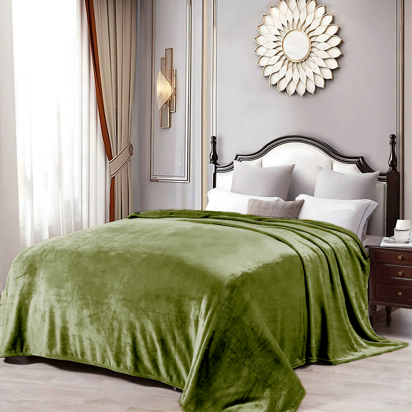 Formr Luxury Mink Blanket, Olive Green