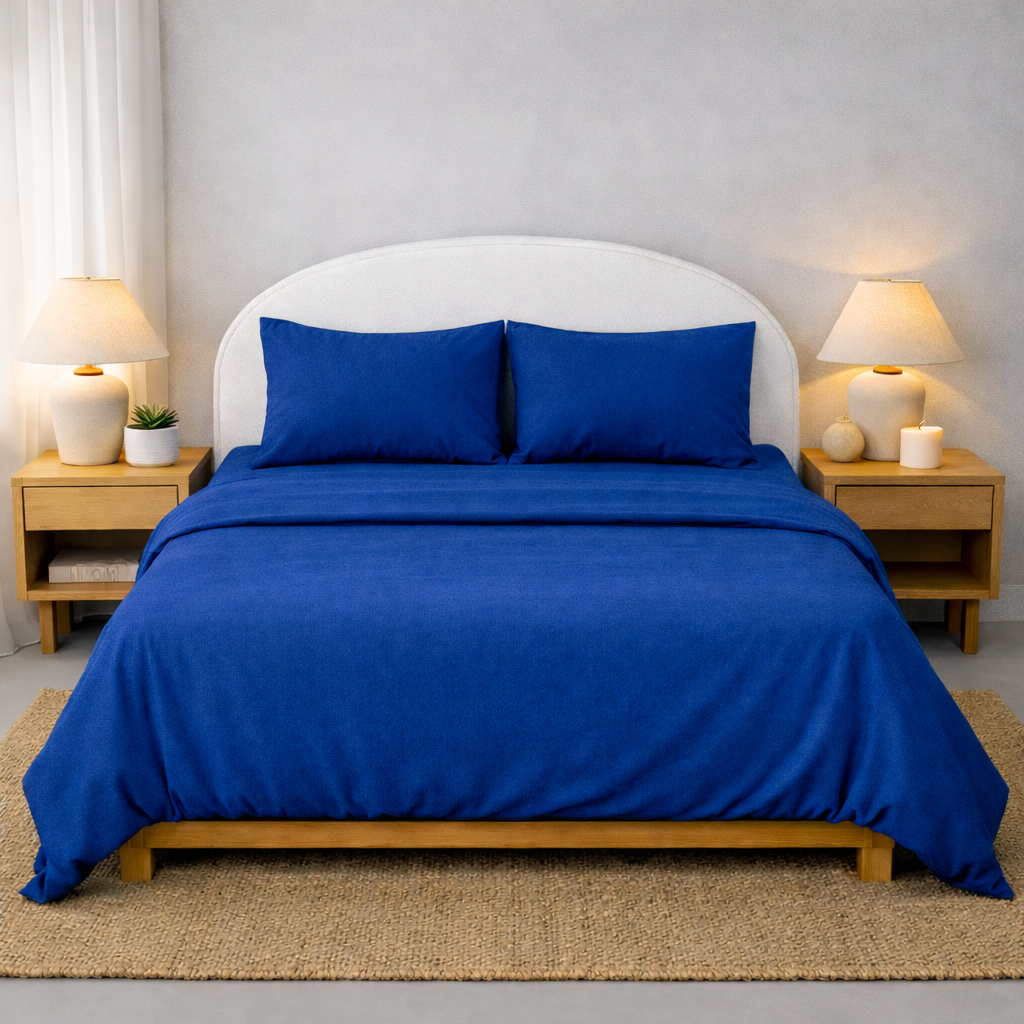 Athena Microfibre Bed Sheet Set - Queen | Royal Blue | Super Soft & Easy Care