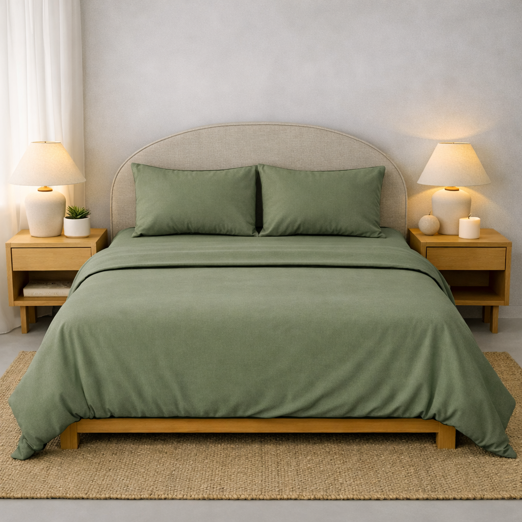 Athena Microfibre Bed Sheet Set - Sage | Super Soft & Easy Care