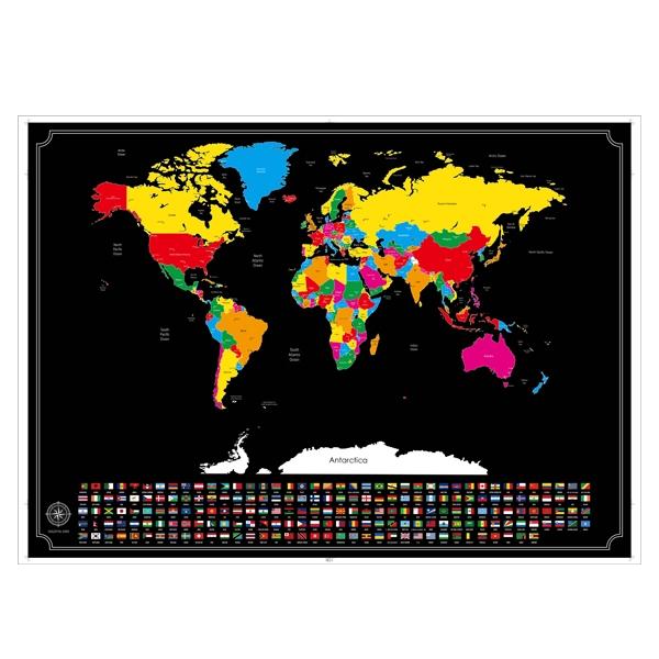 Makr Scratch Off Map of the World, Black/Gold- 82x59cm
