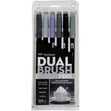 Tombow Dual Brush Pen Set, Grayscale- 6pk