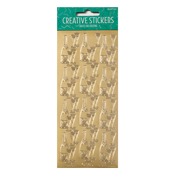Arbee Stickers, Champagne Glasses Gold